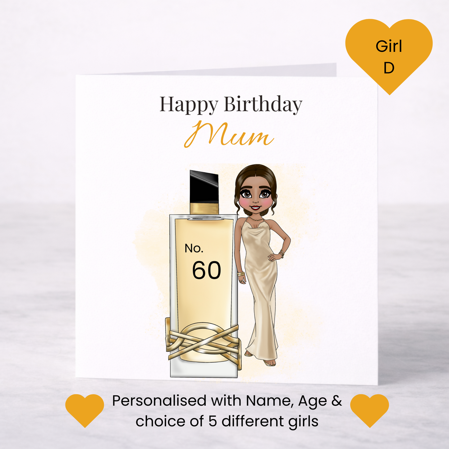 Personalised Glam Perfume Birthday Card – Name & Age Custom Card for Her