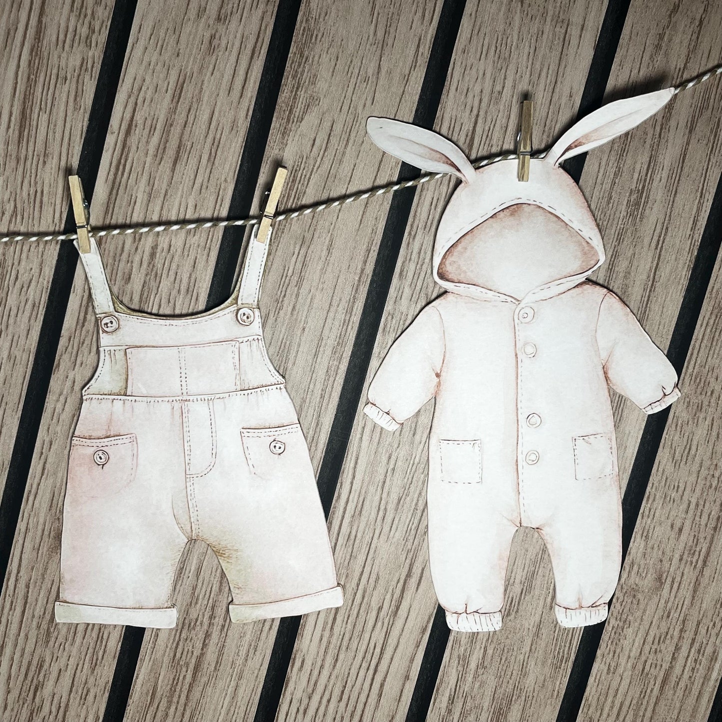 Blush Baby Shower Bunting – Card Baby Clothes on Washing Line Garland