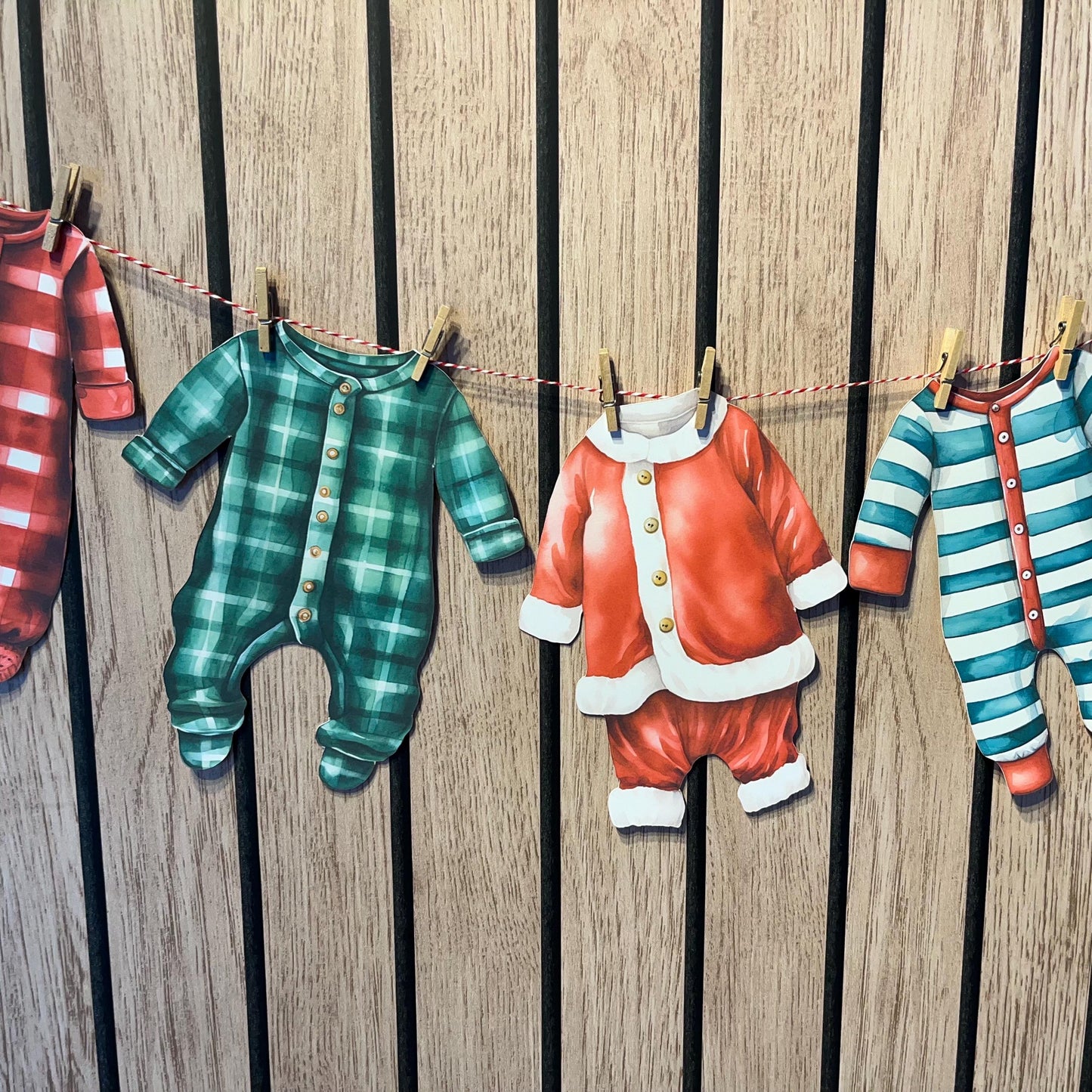 Christmas Baby Shower Bunting – Red & Green Baby Clothes Garland