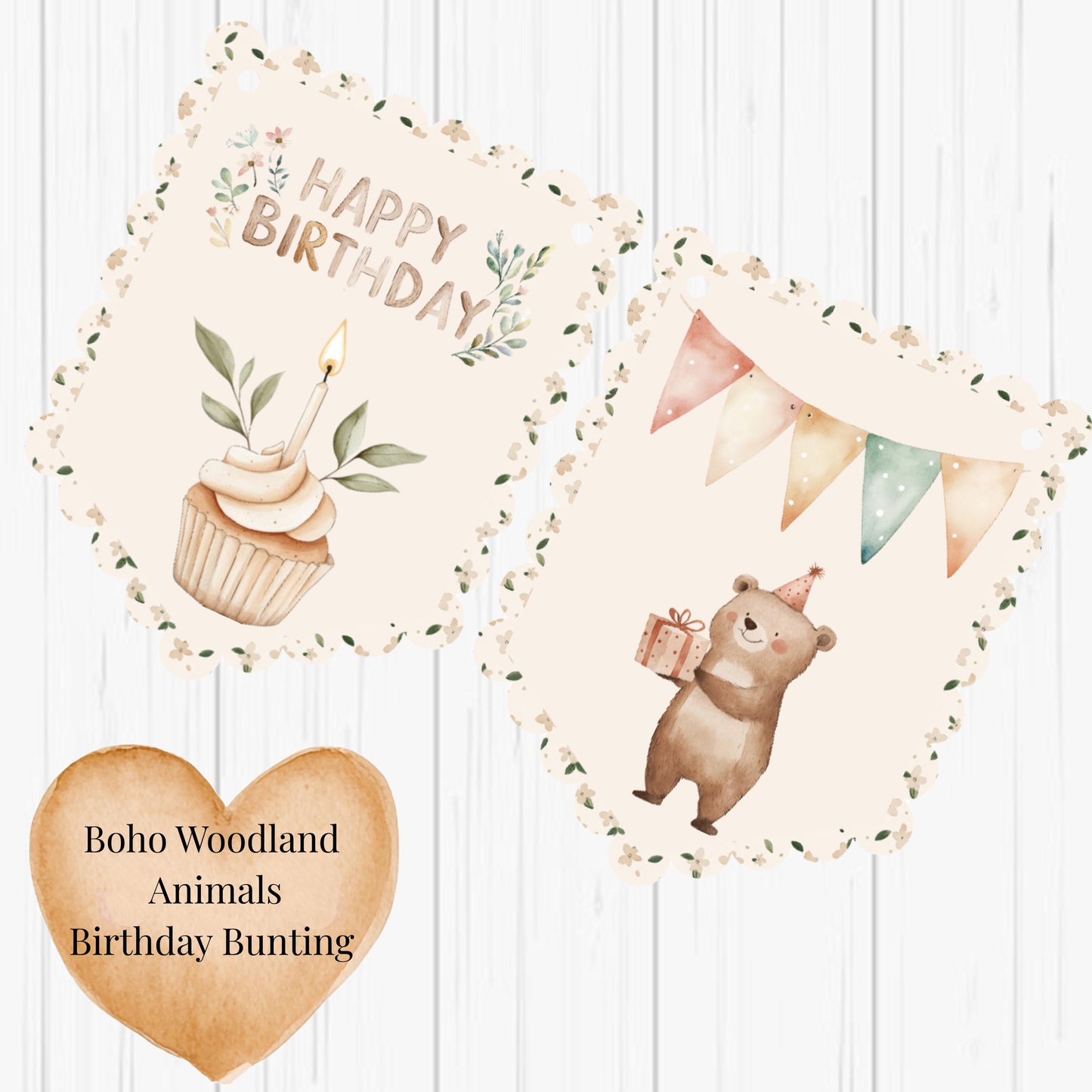 Happy Birthday Boho Woodland Animal Bunting – Woodland Party Banner
