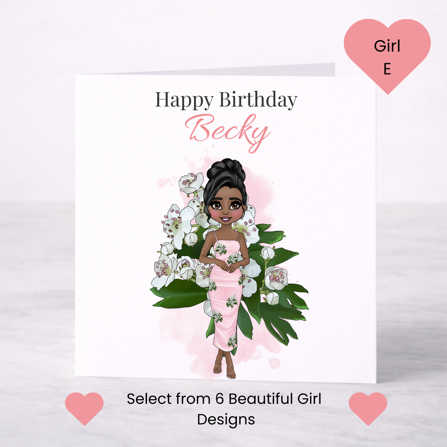 Personalised May Birth Flower Birthday Card – Hawthorn Design, Custom Name, Choice of Girl