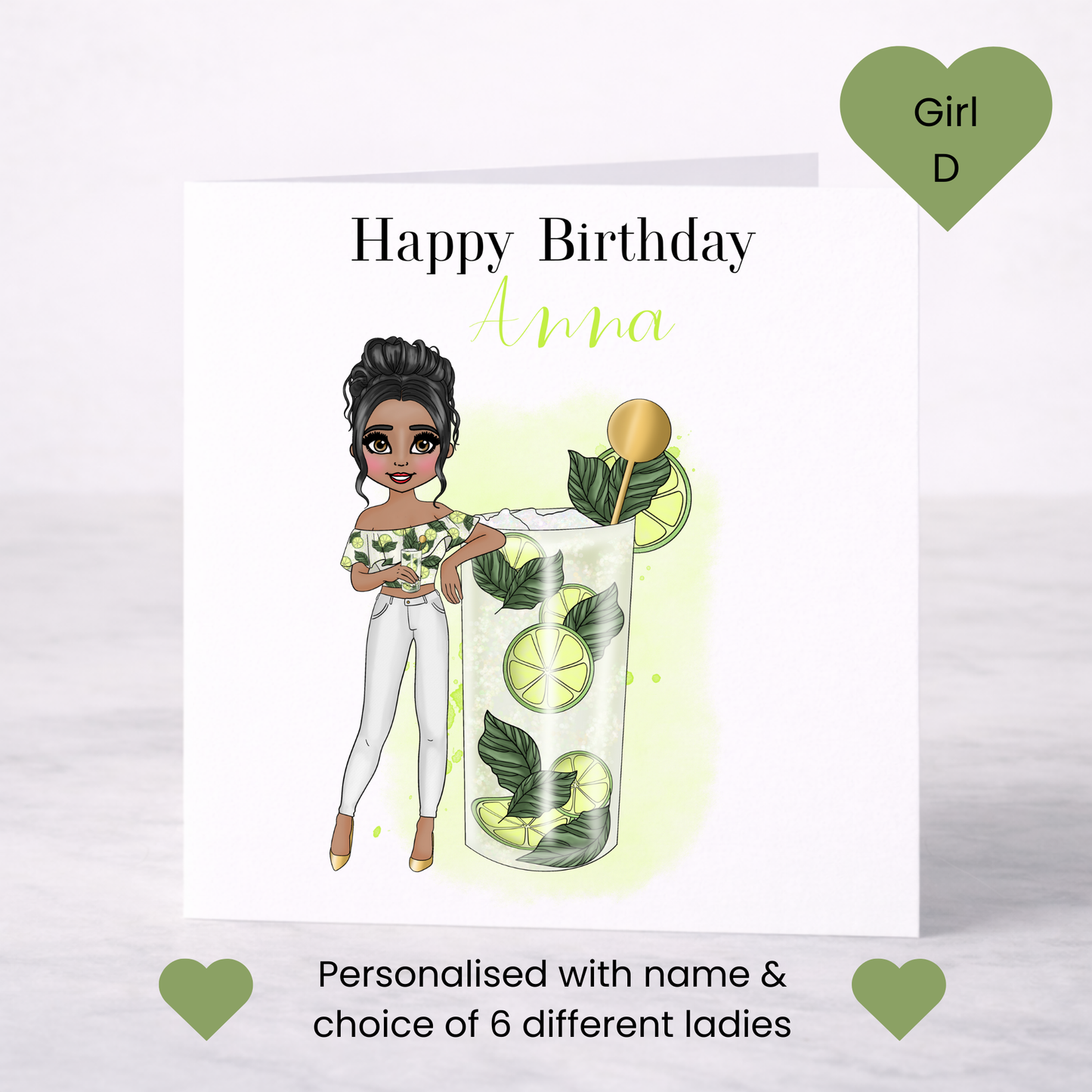 Personalised Mojito Birthday Card – Casual Cocktail Design