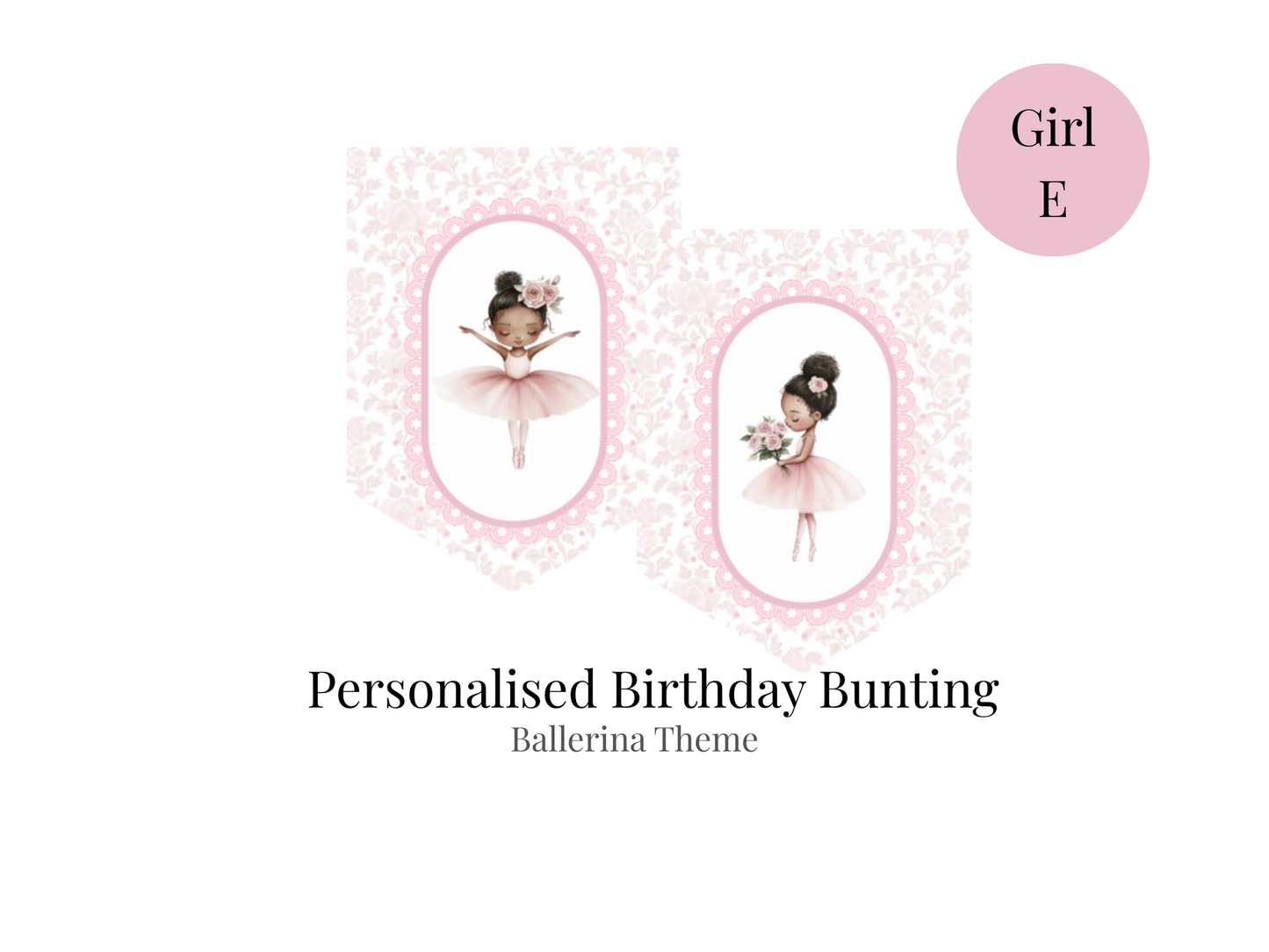 Personalised Ballerina Birthday Bunting – Pink Floral Ballet Banner for Girls