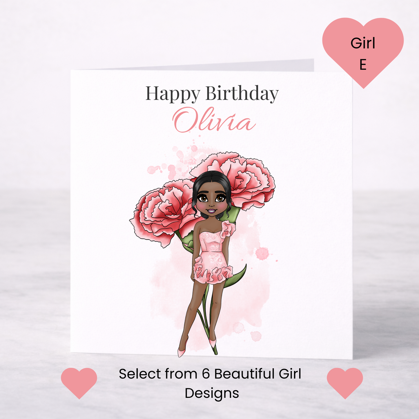 Personalised January Birth Flower Birthday Card – Snowdrop or Carnation, Custom Name, Choice of Girl
