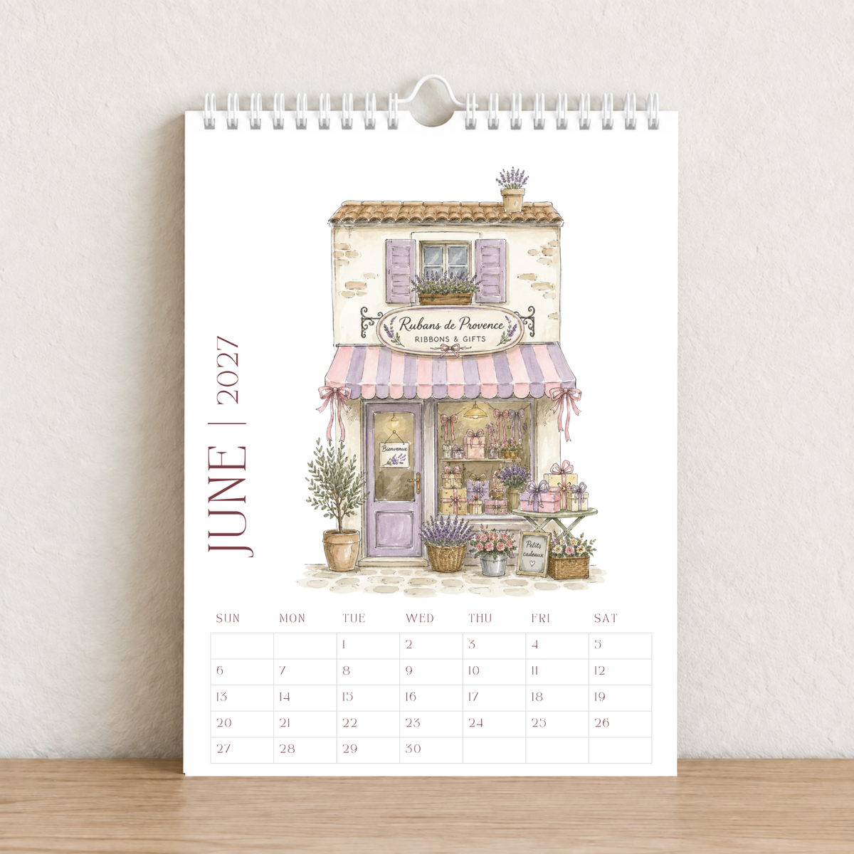 Little French Cafés 2027 A4 Wall Calendar - Design A