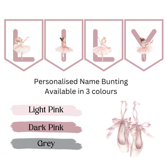 Personalised Ballerina Name Garland – Ballet Themed Bedroom & Party Bunting