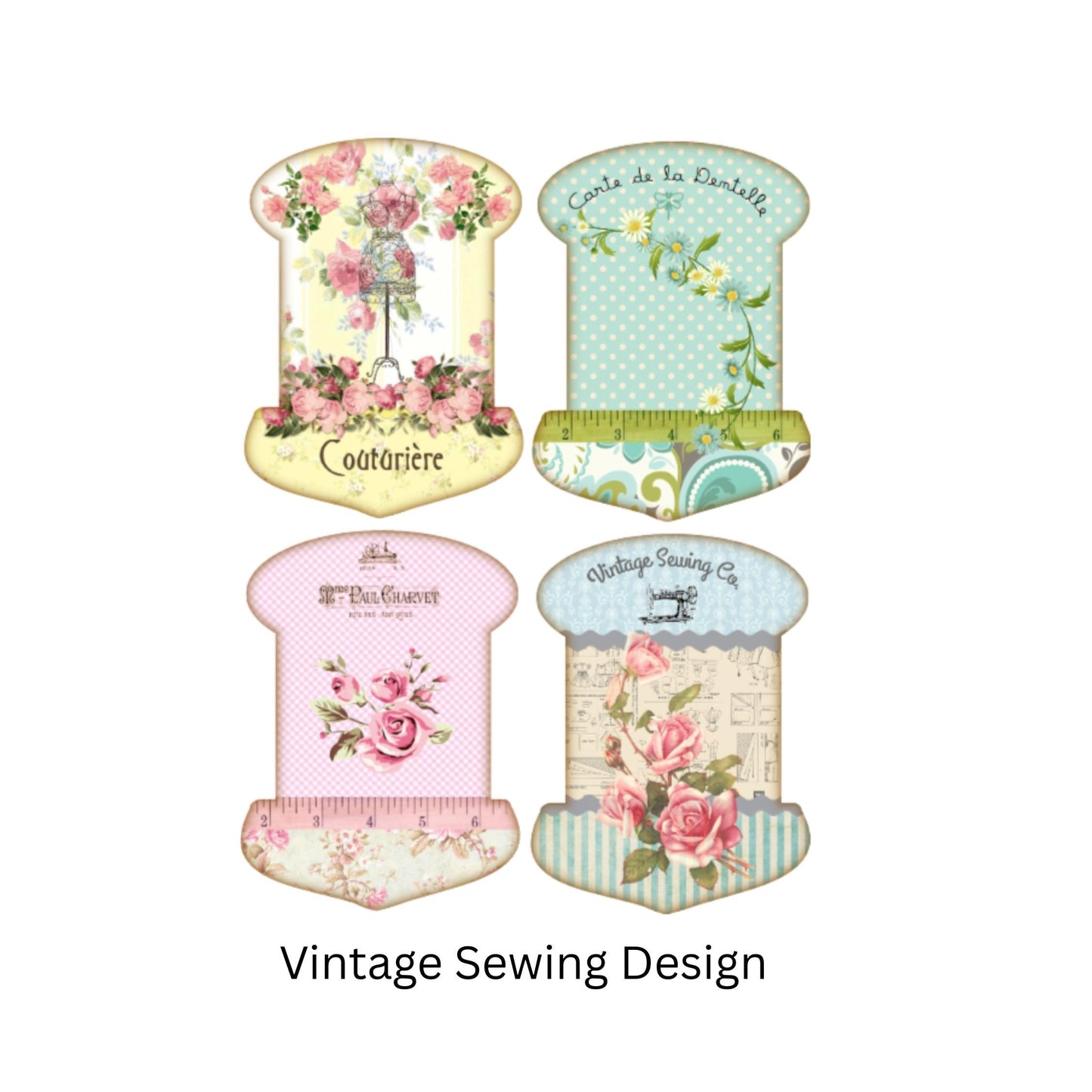 Ribbon and Thread Organizer Spool Cards – Vintage and Floral Styles