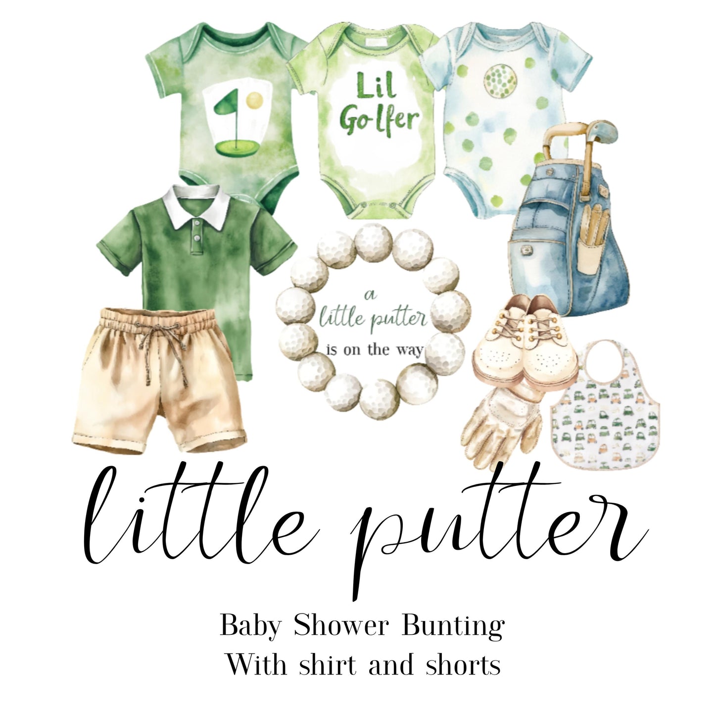 Little Putter Golf-Themed Baby Shower Bunting – Baby Clothes Garland