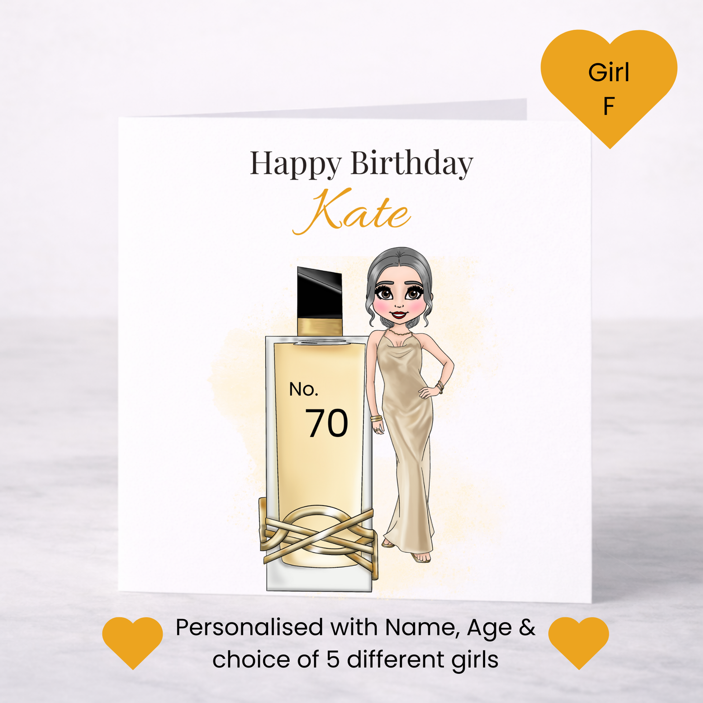 Personalised Glam Perfume Birthday Card – Name & Age Custom Card for Her
