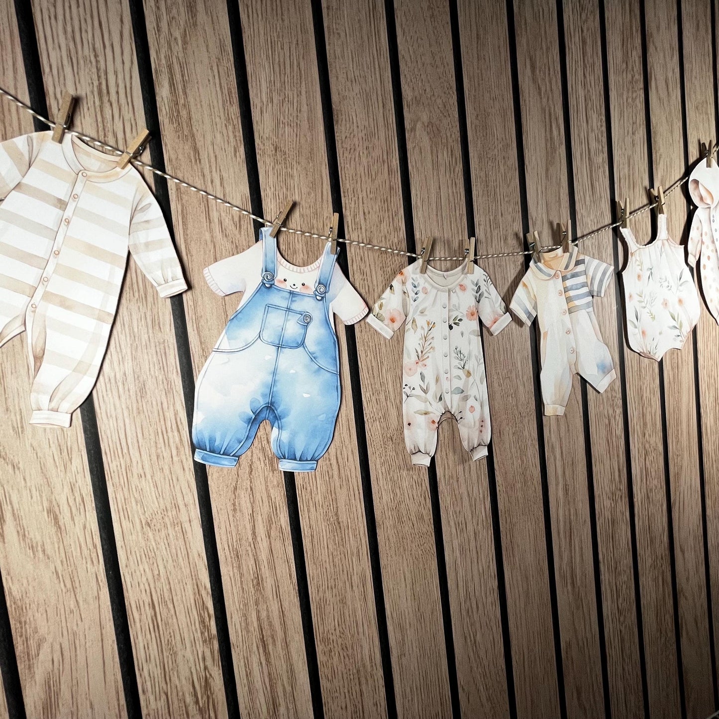 Pastel Baby Shower Bunting – Washing Line Style Baby Clothes Garland