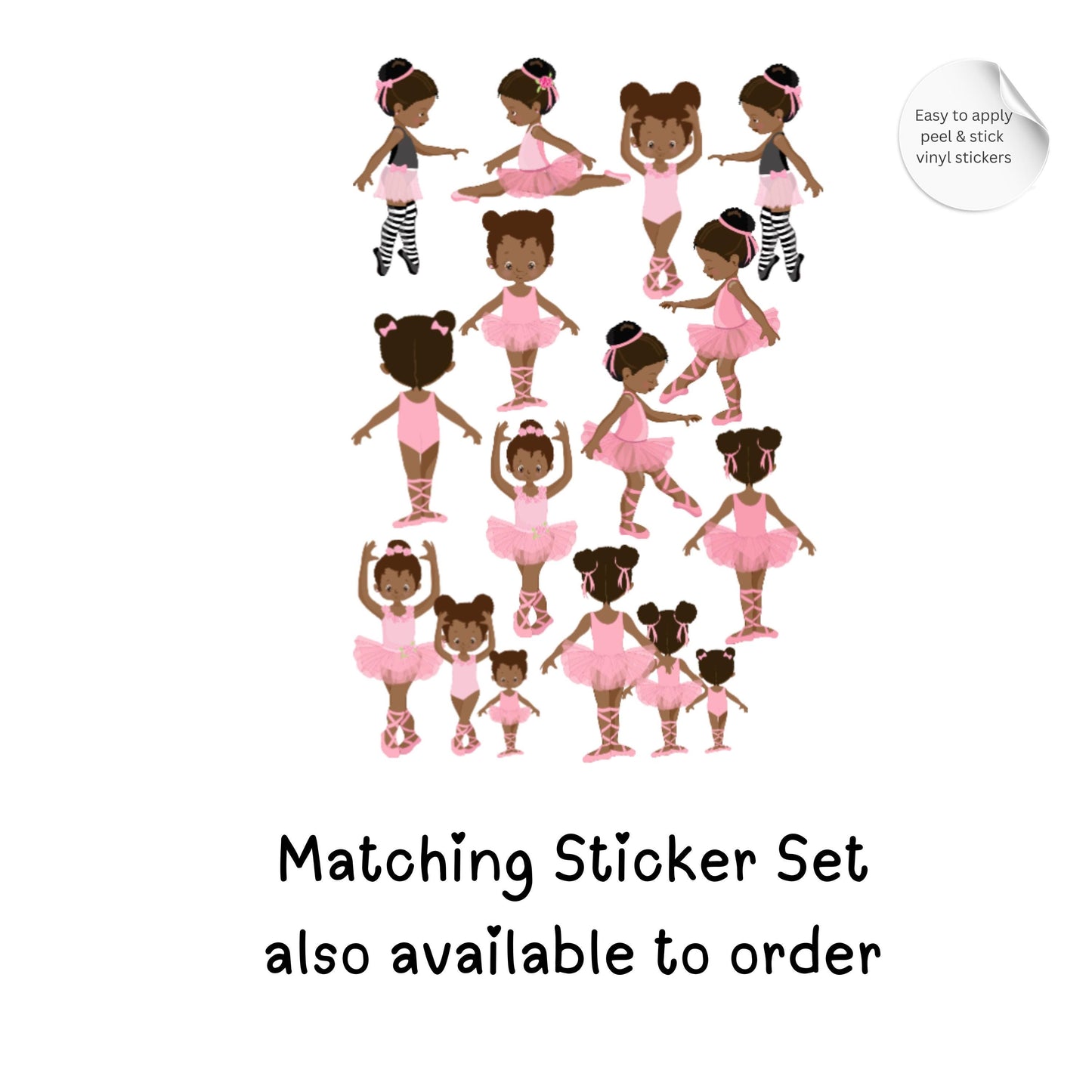 Black Ballerina Vinyl Wall Stickers – Ballet Bedroom Décor for Girls – Set of 12