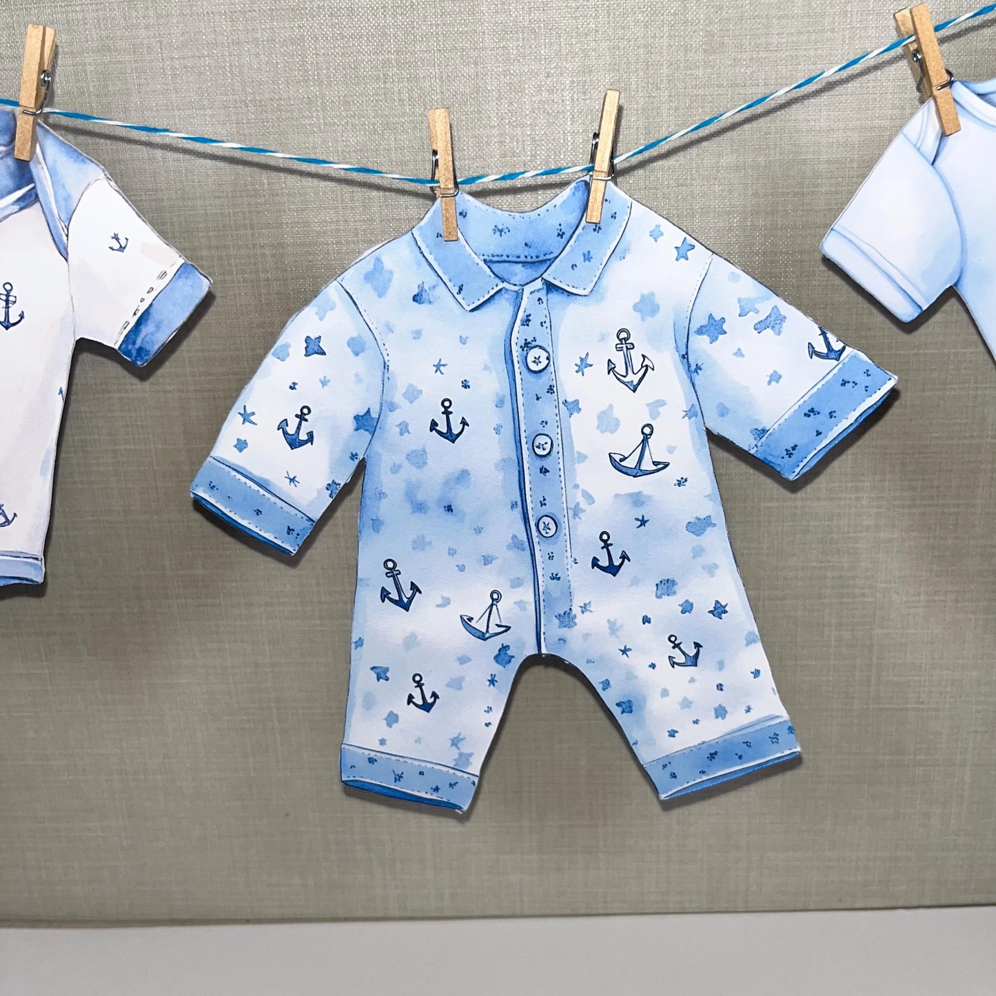 Nautical Baby Shower Bunting – Blue or Pink Baby Clothes Garland