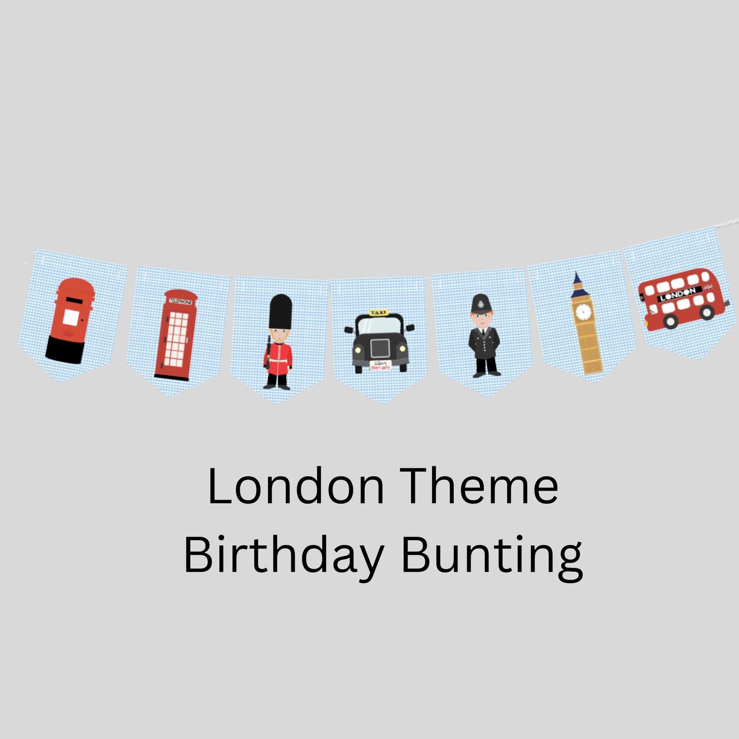 London Birthday Bunting – Red Bus, Soldier & British Icons