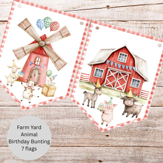 Farm Animal Party Bunting – Barnyard Birthday Garland