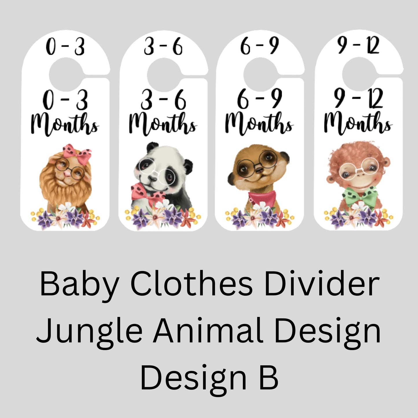 Boho Safari Baby Clothes Dividers – Nursery Wardrobe Hangers (0–12 Months)
