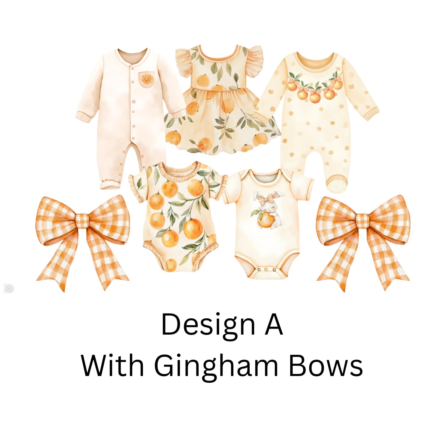 Summer Citrus Baby Shower Bunting – Orange & Gingham Baby Clothes Garland