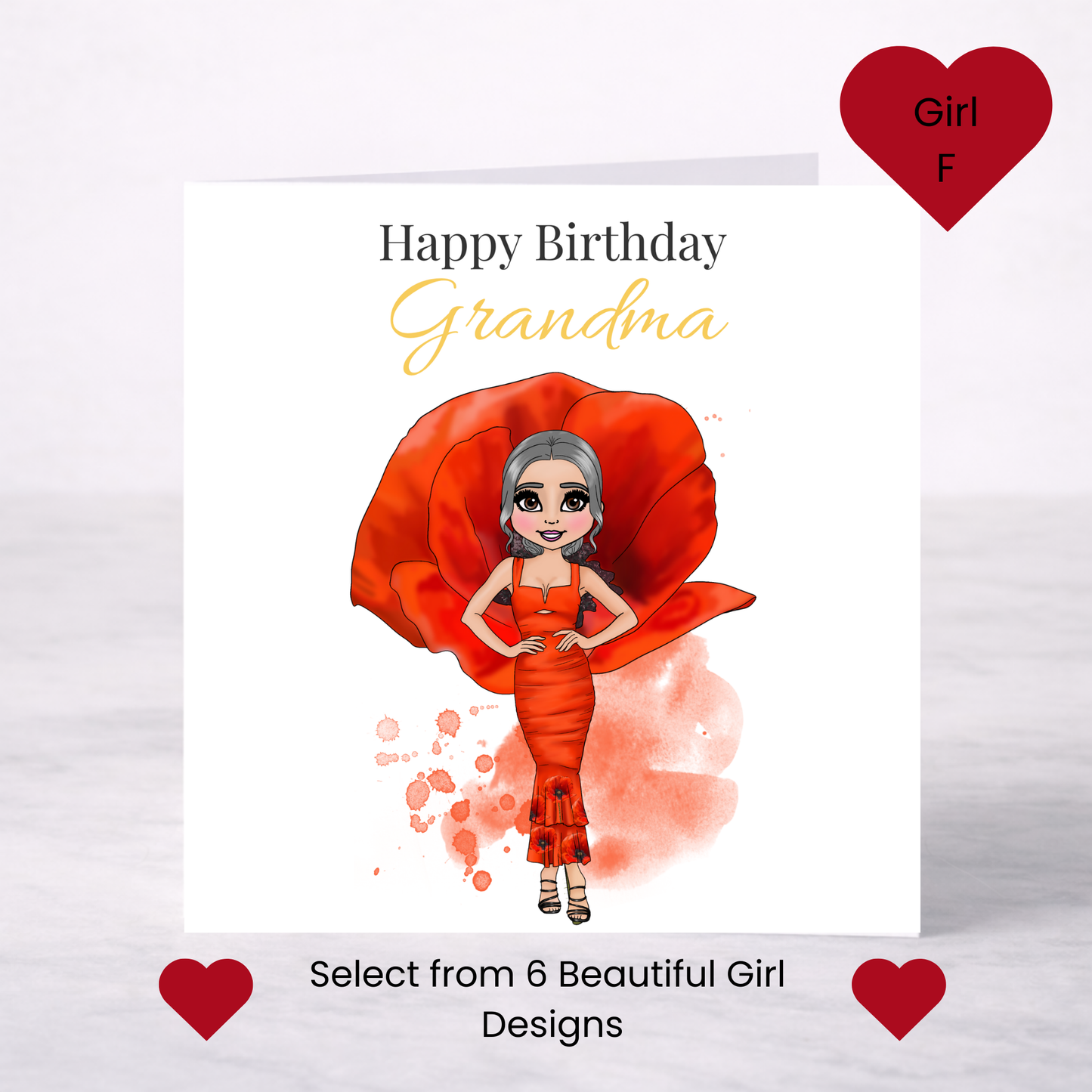 Personalised August Birth Flower Birthday Card – Poppy Design, Custom Name, Choice of Girl