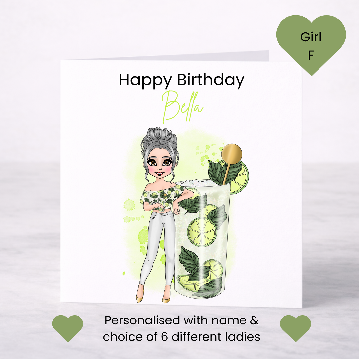Personalised Mojito Birthday Card – Casual Cocktail Design