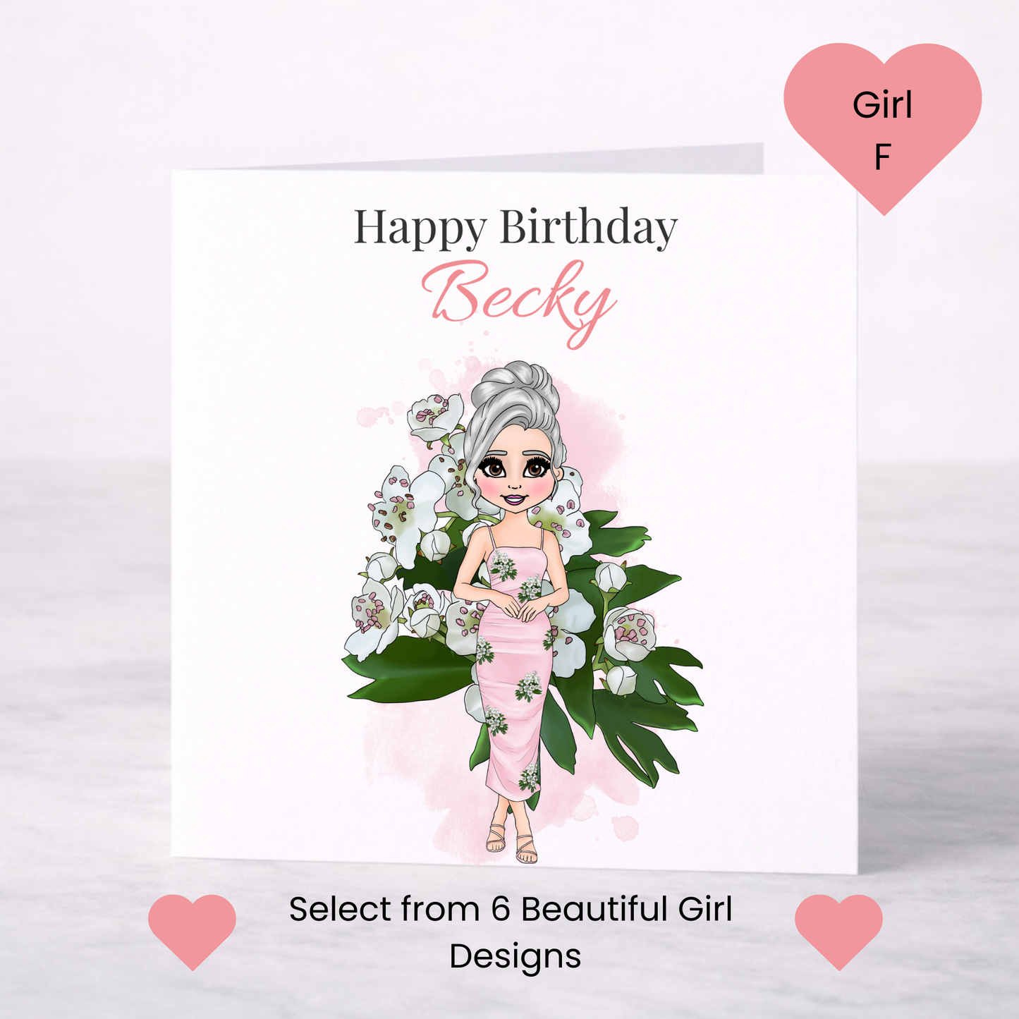 Personalised May Birth Flower Birthday Card – Hawthorn Design, Custom Name, Choice of Girl