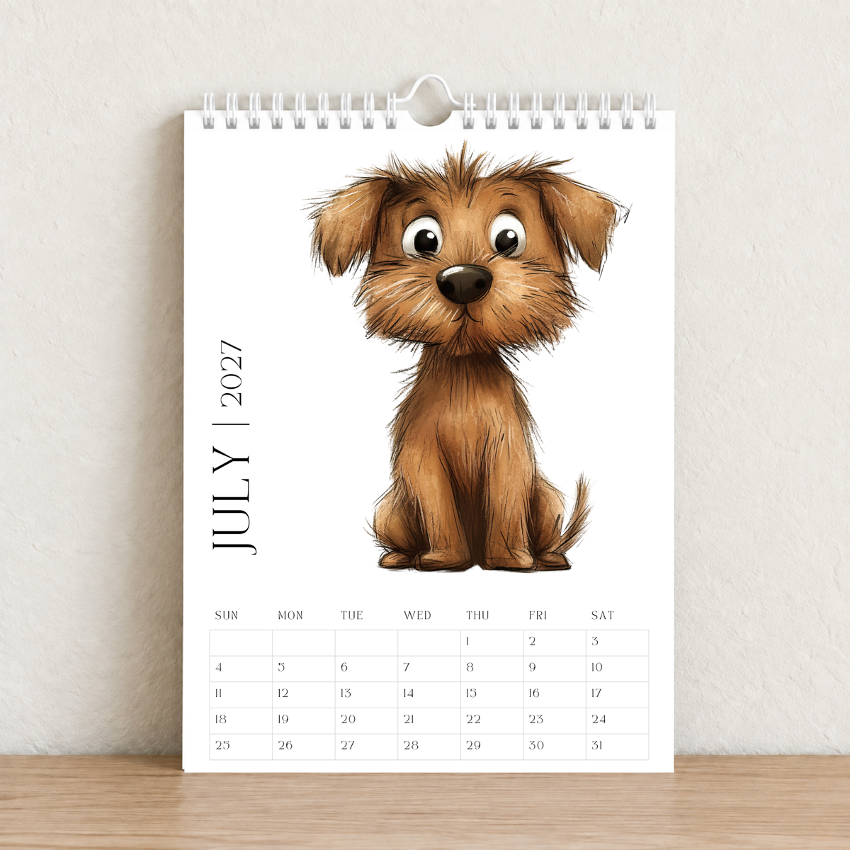 A Year of Scruffy Pups – 2027 A4 Wall Calendar