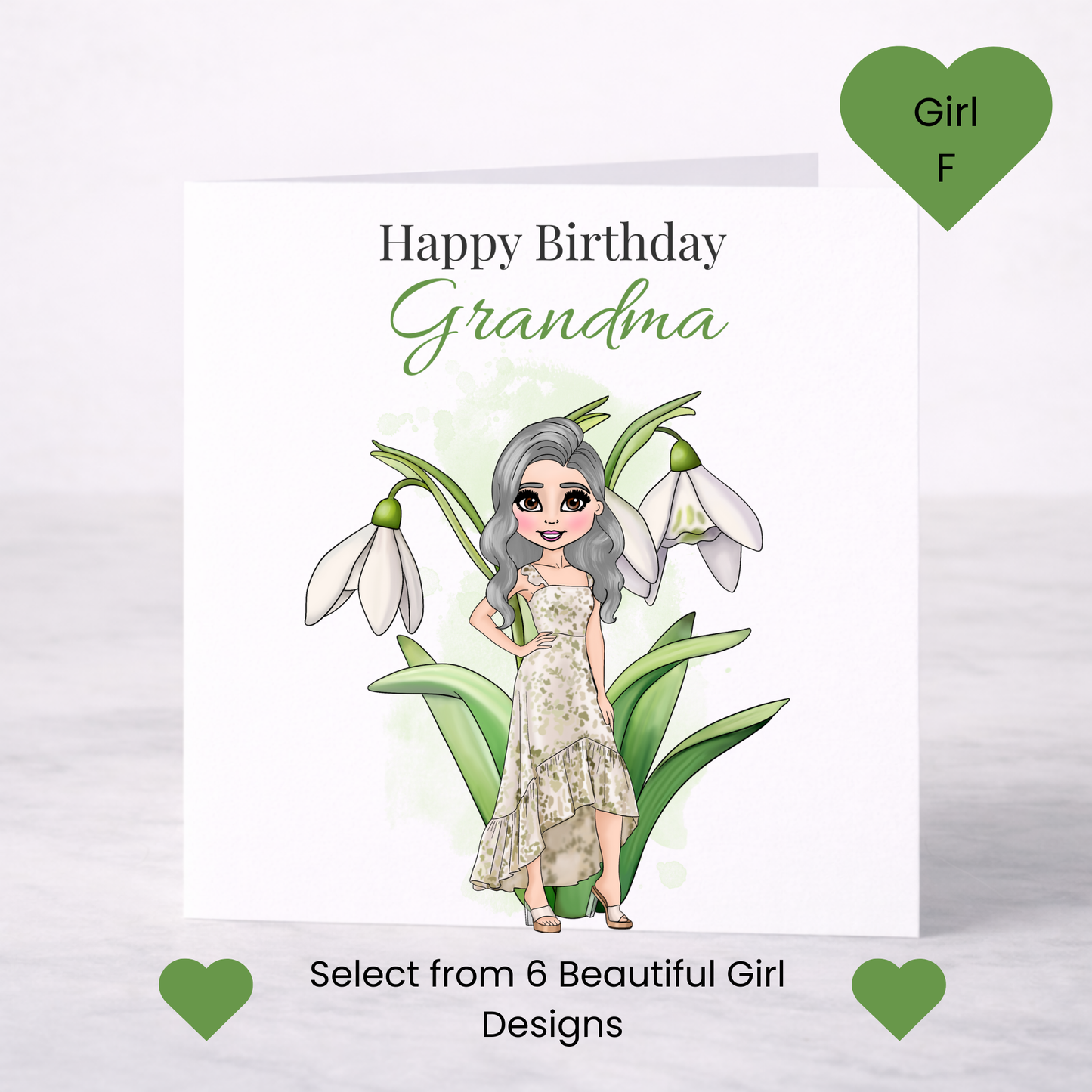 Personalised January Birth Flower Birthday Card – Snowdrop or Carnation, Custom Name, Choice of Girl