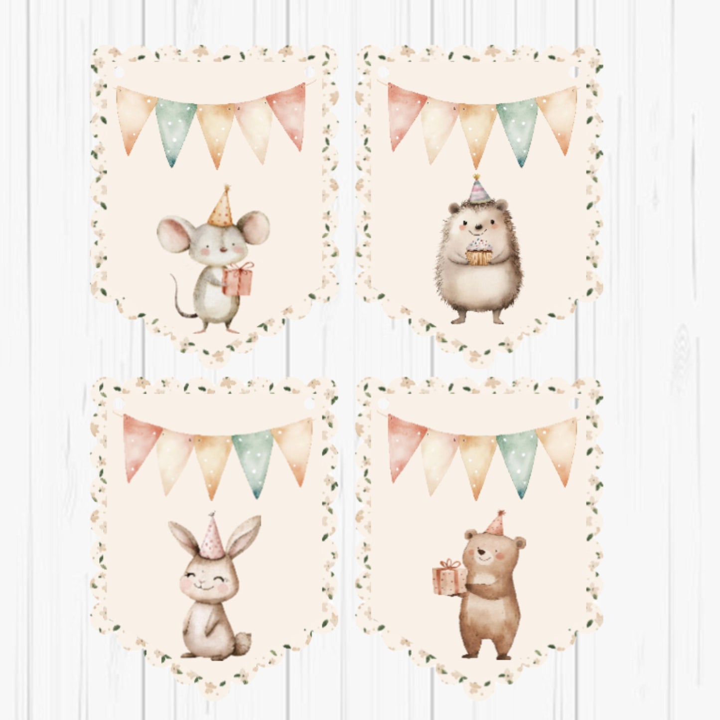 Happy Birthday Boho Woodland Animal Bunting – Woodland Party Banner