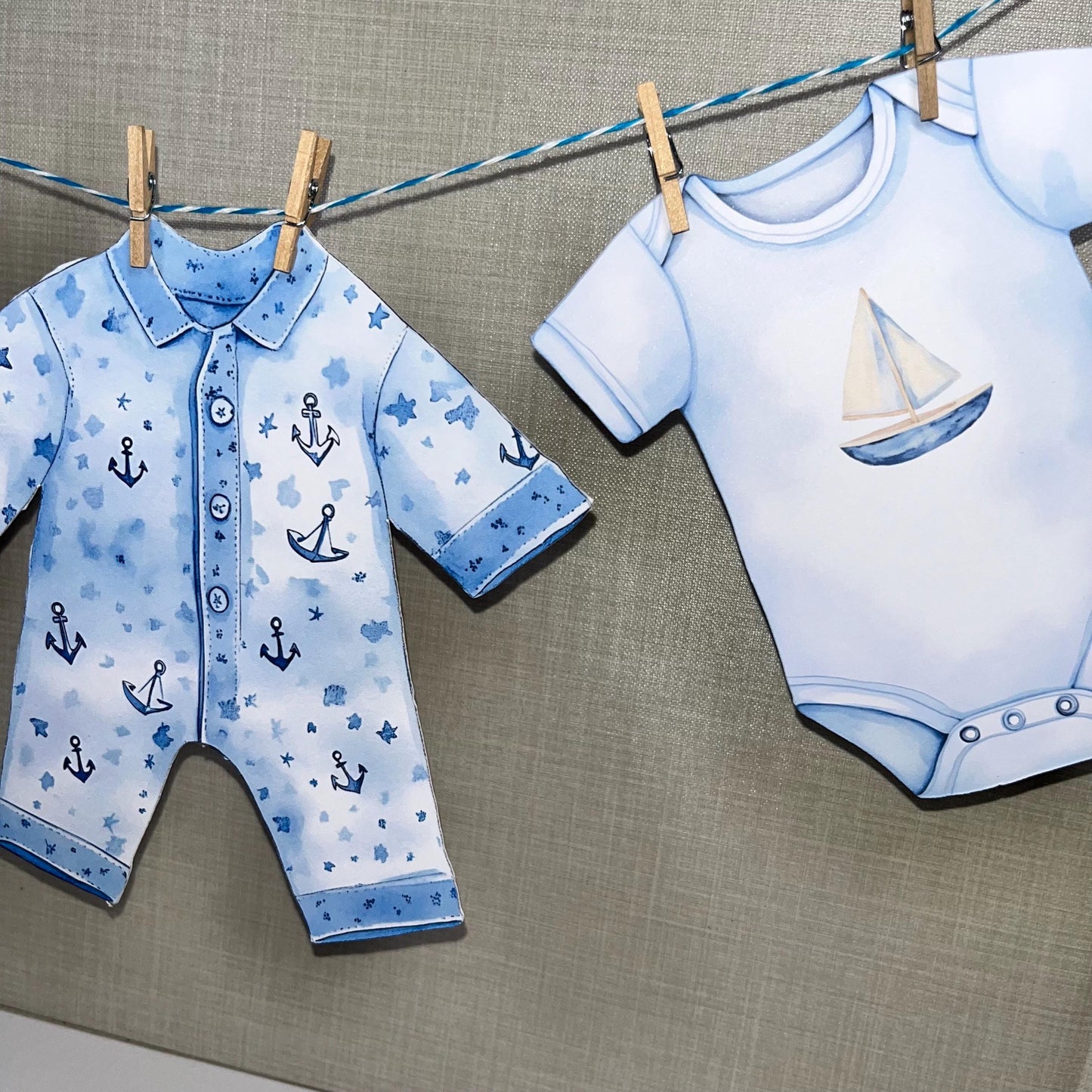 Nautical Baby Shower Bunting – Blue or Pink Baby Clothes Garland