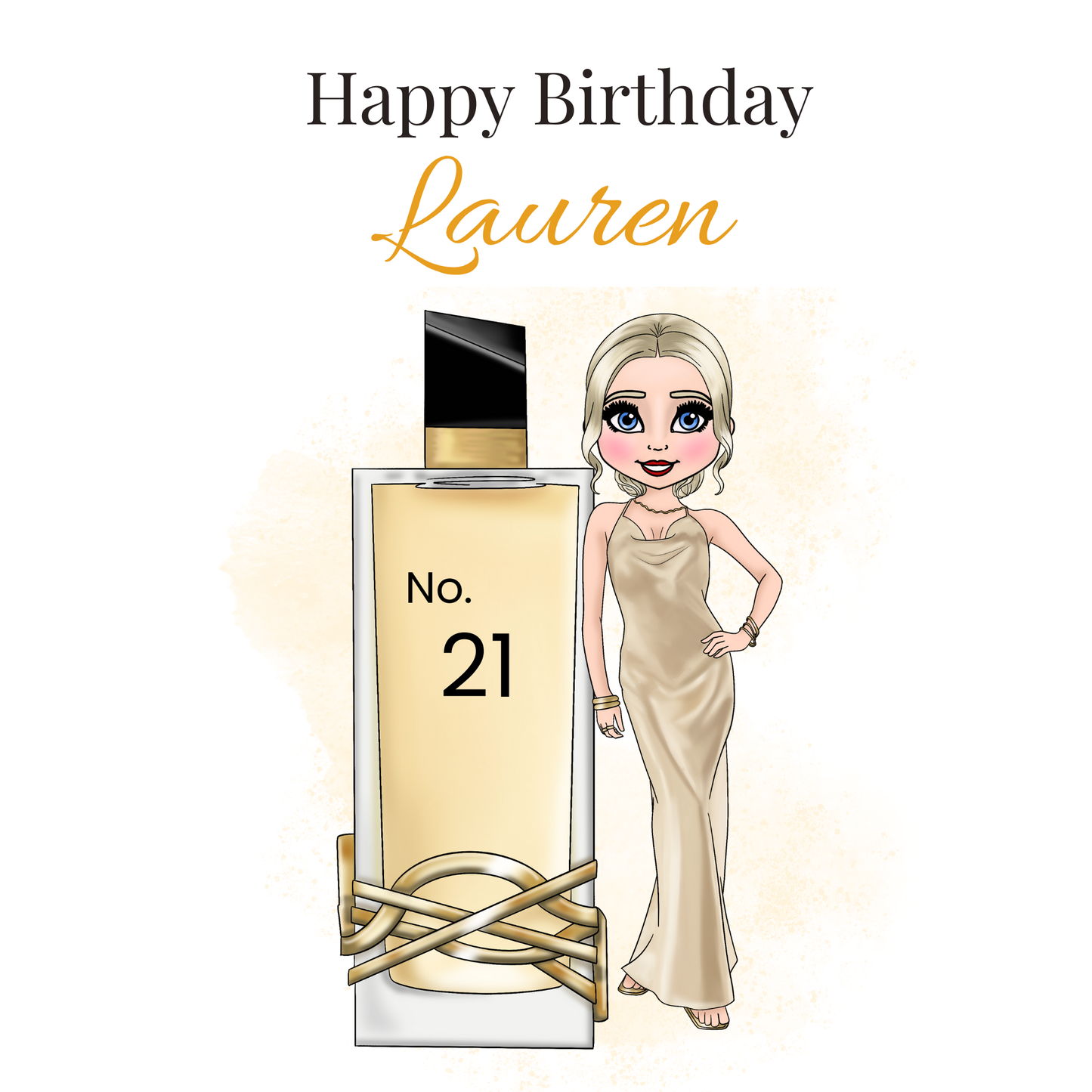 Personalised Glam Perfume Birthday Card – Name & Age Custom Card for Her