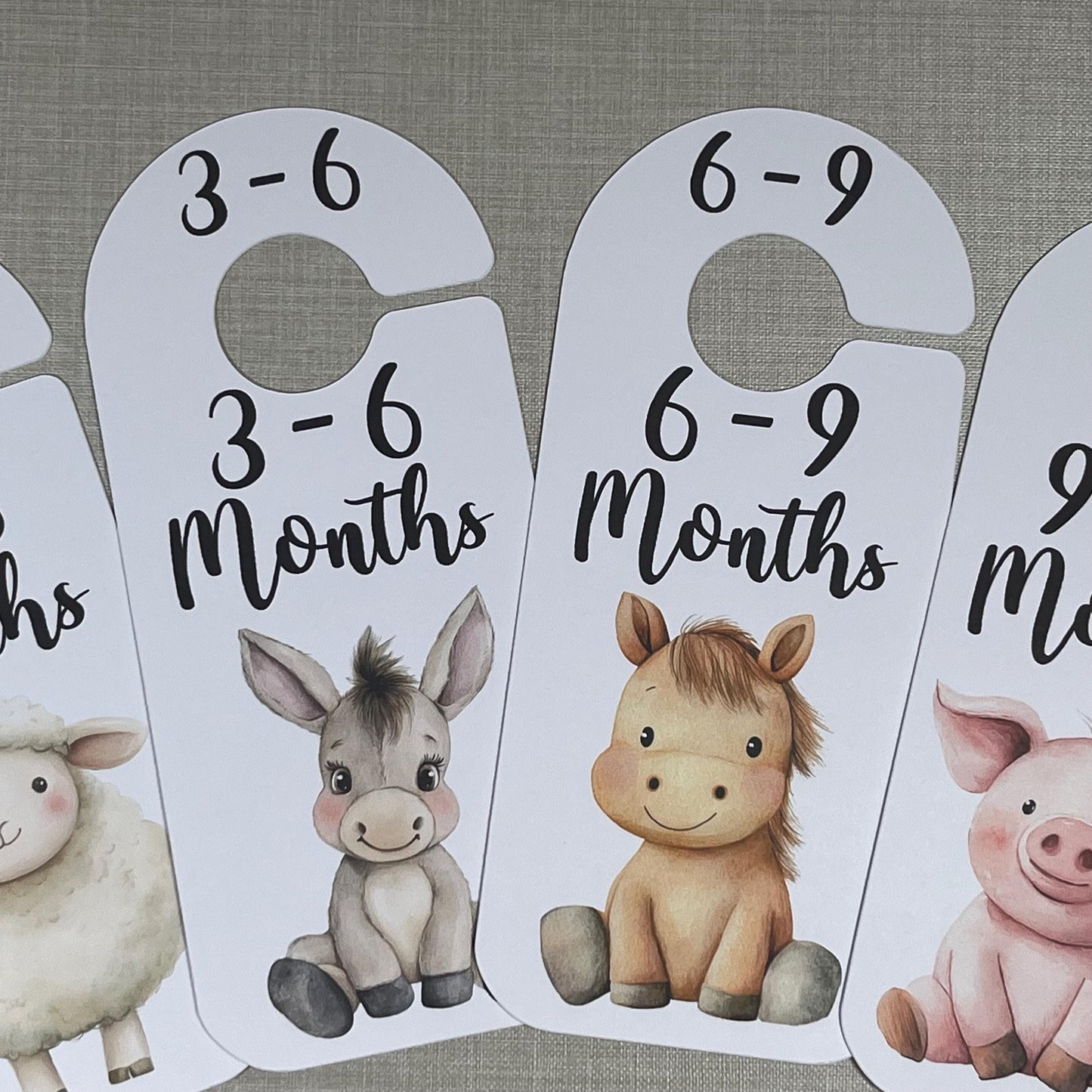 Farmyard Animal Baby Clothes Dividers – Set of 4 Wardrobe Organiser Hangers
