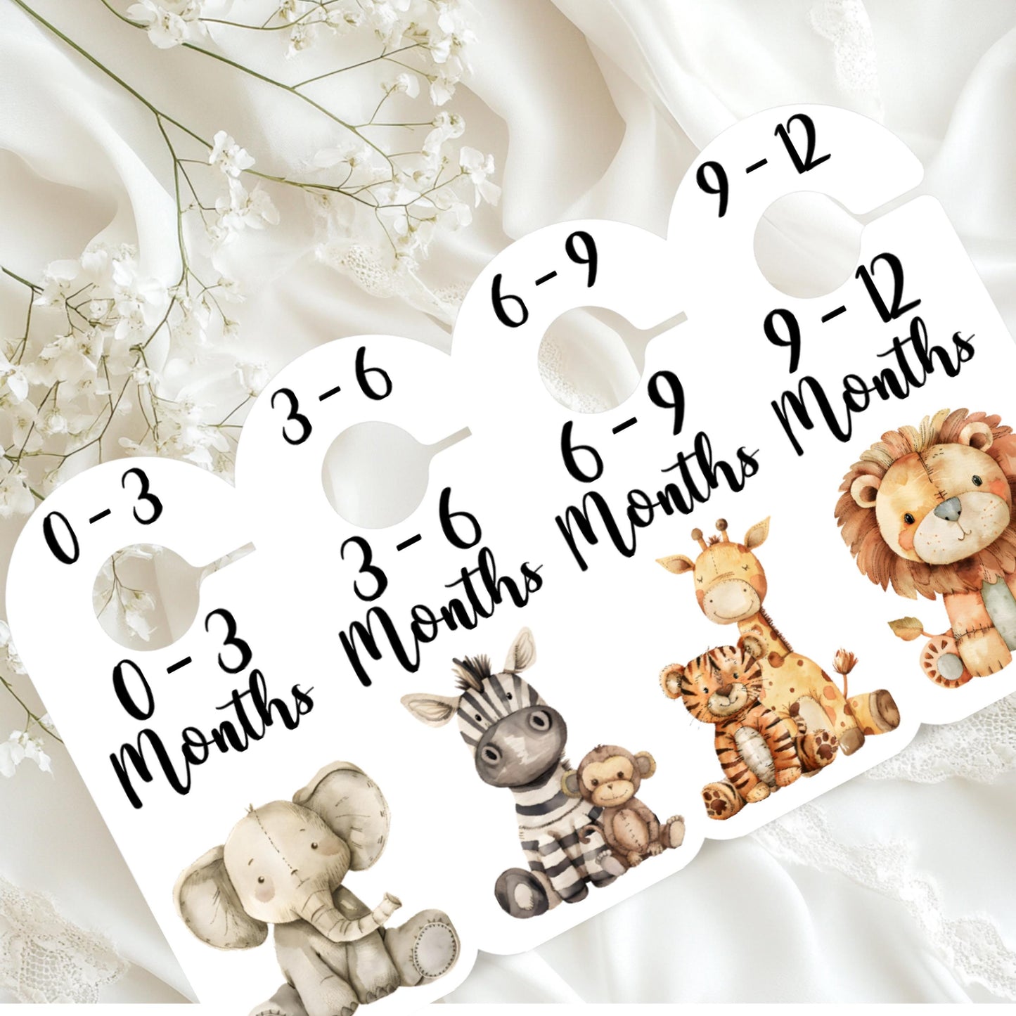 Jungle Animal Baby Clothes Age Dividers – Nursery Wardrobe Organisers