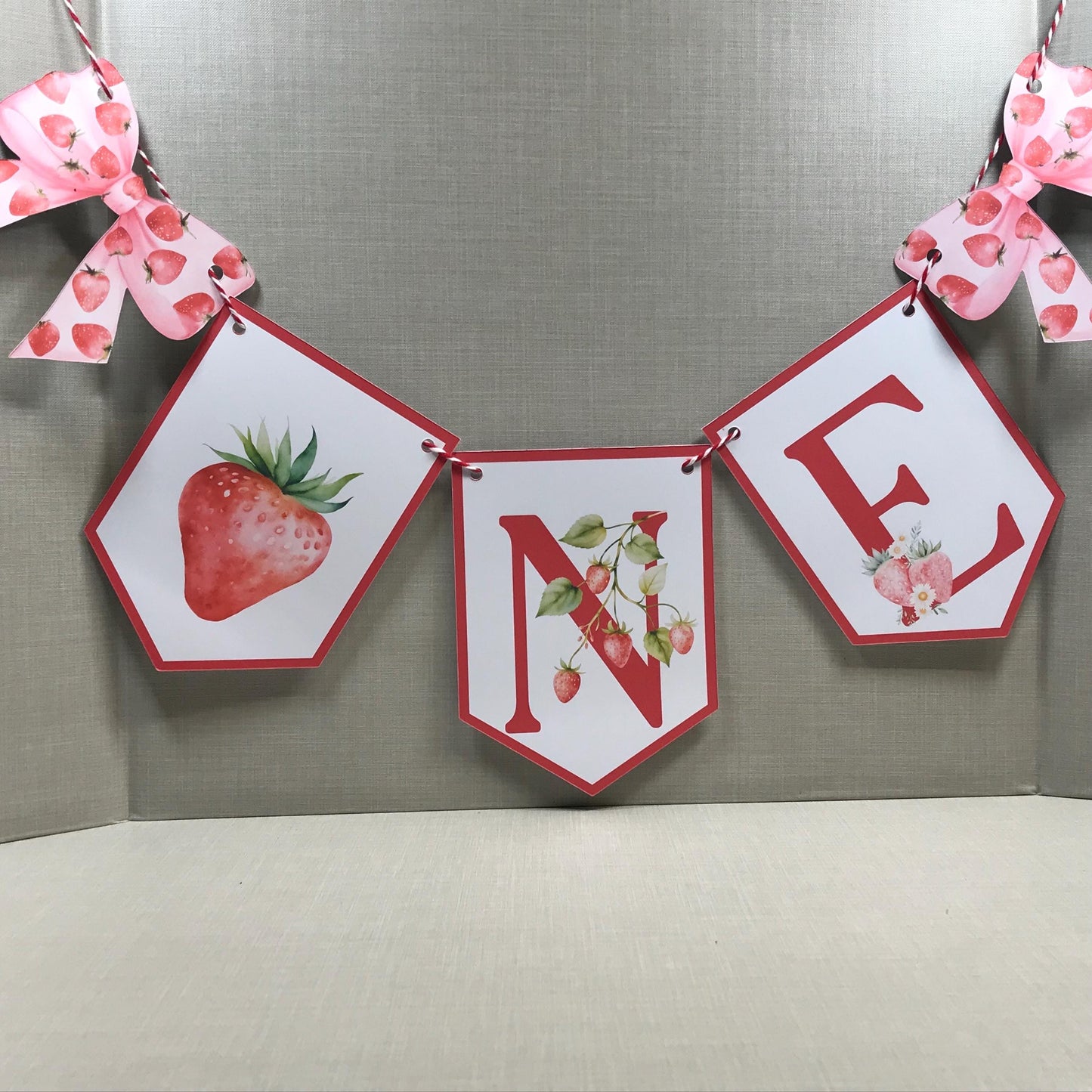 First Birthday Banner Strawberry Theme