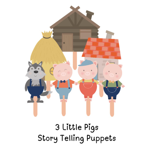 3 Little Pigs Storytelling Stick Set – Characters & Houses on Lolly Sticks