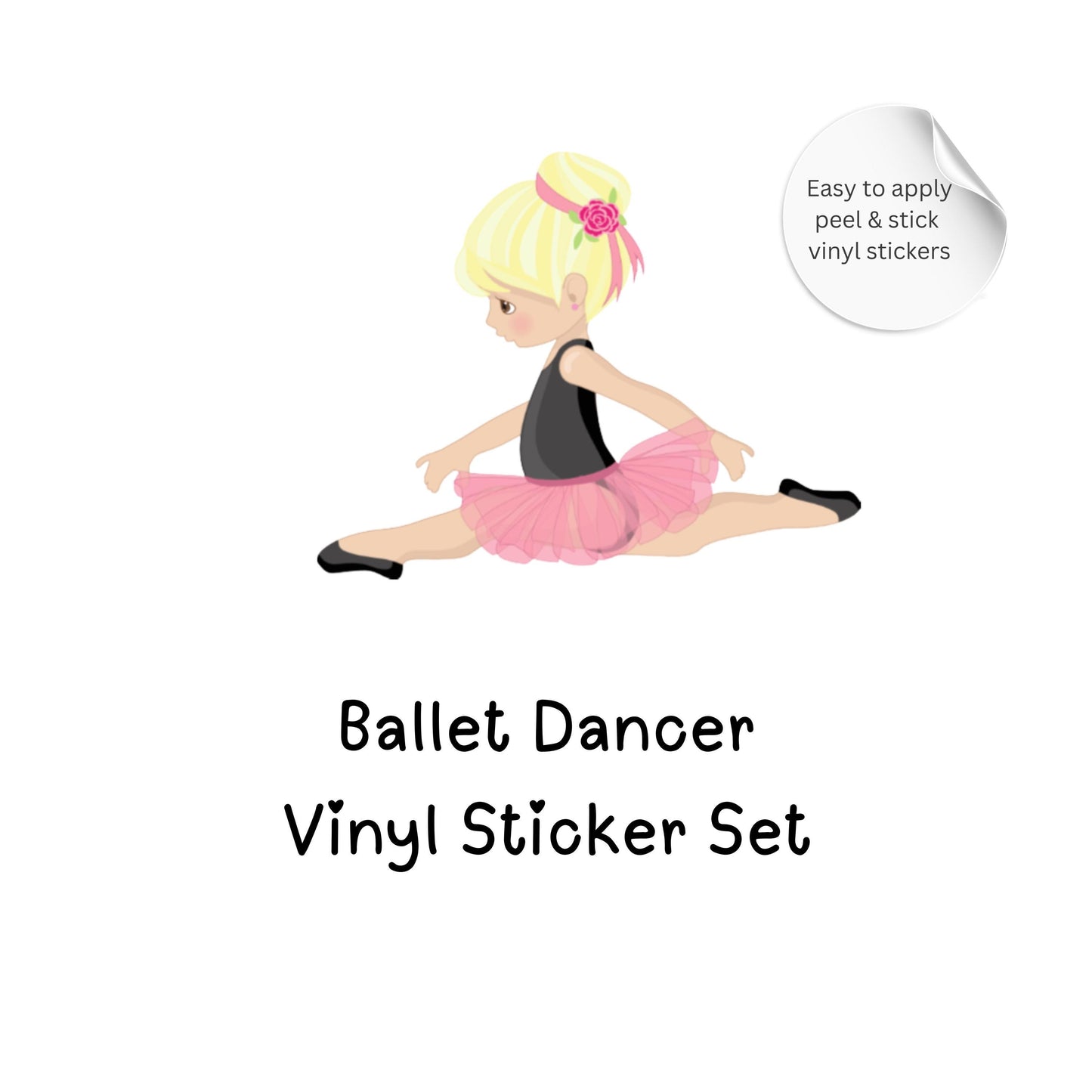 Ballerina Vinyl Wall Stickers – Ballet Dancer Décor for Girls – Set of 12