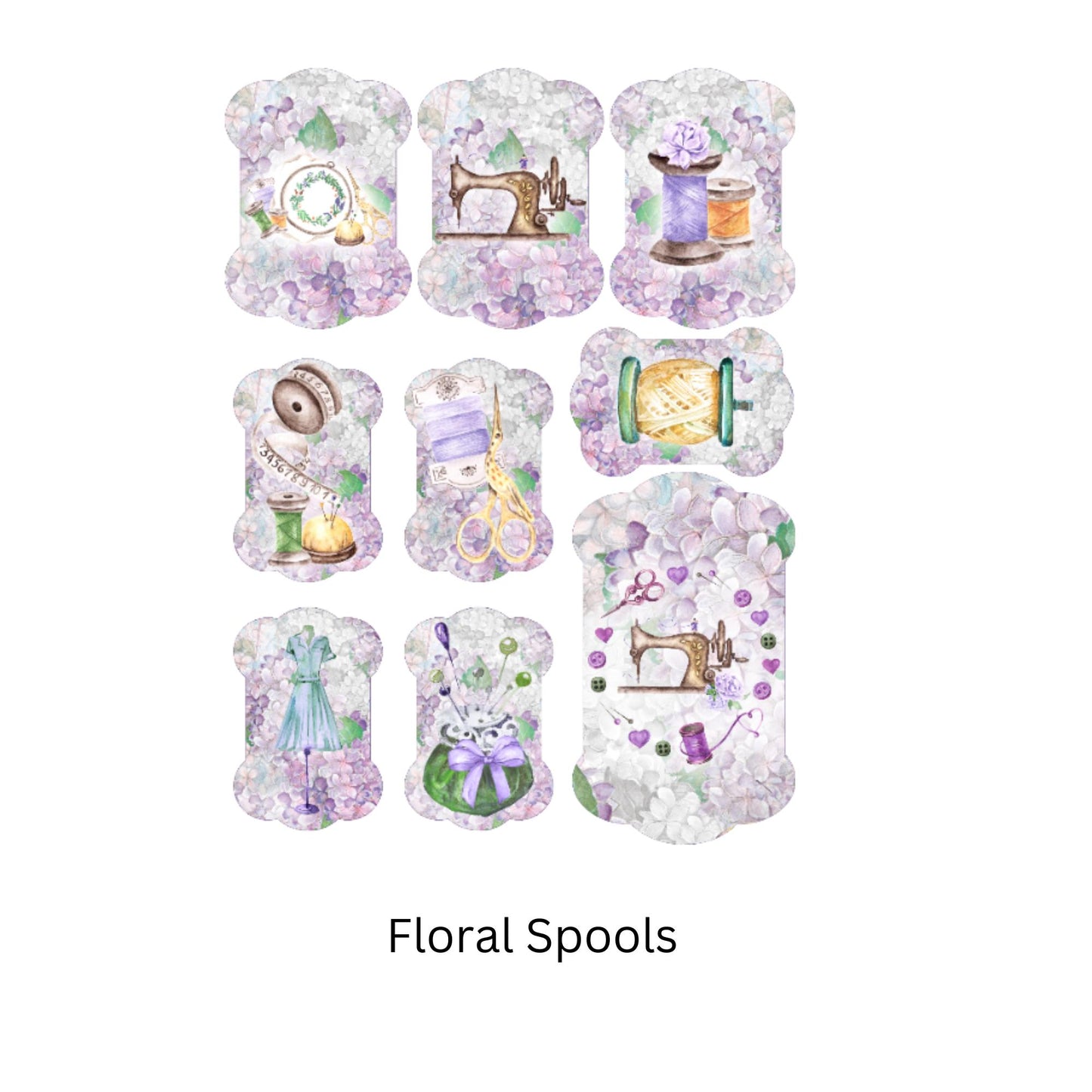 Ribbon and Thread Organizer Spool Cards – Vintage and Floral Styles