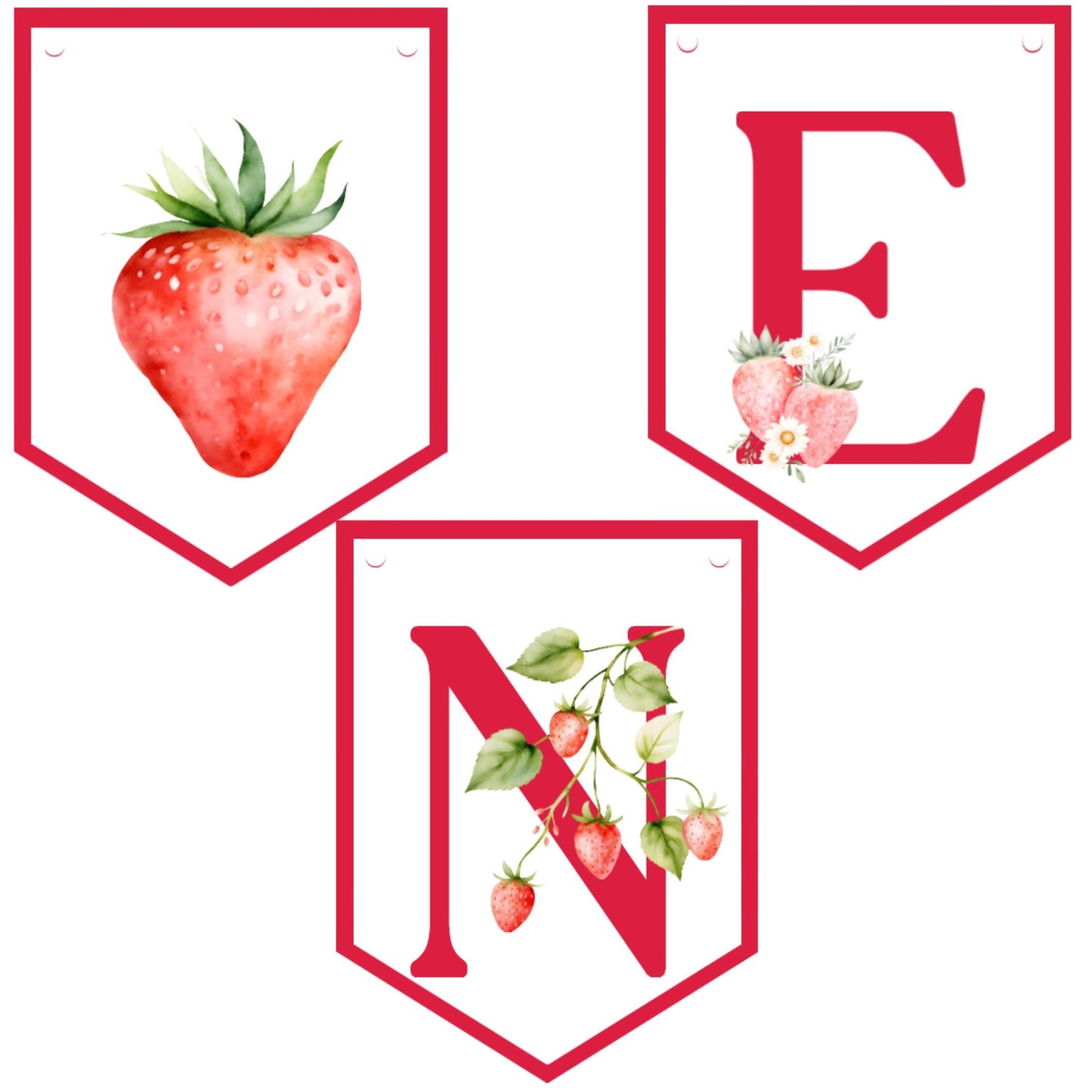 First Birthday Banner Strawberry Theme