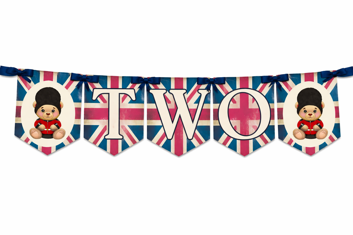 London Royal Guard Birthday Bunting – Teddy Bear Banner Age 1–5 Boys Party Decor