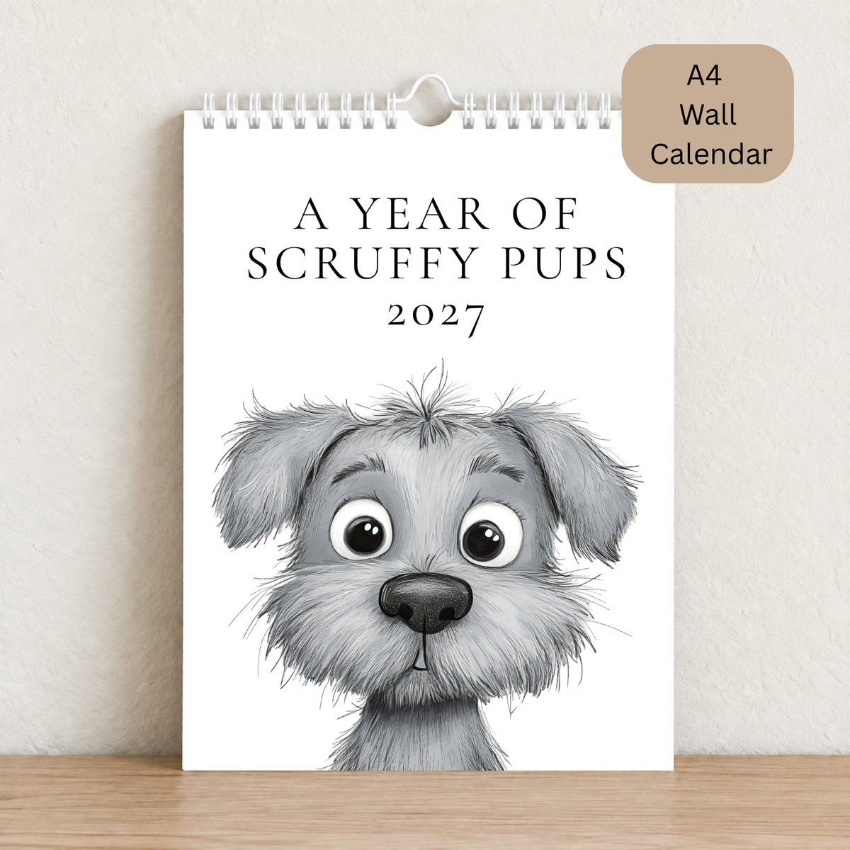 A Year of Scruffy Pups – 2027 A4 Wall Calendar