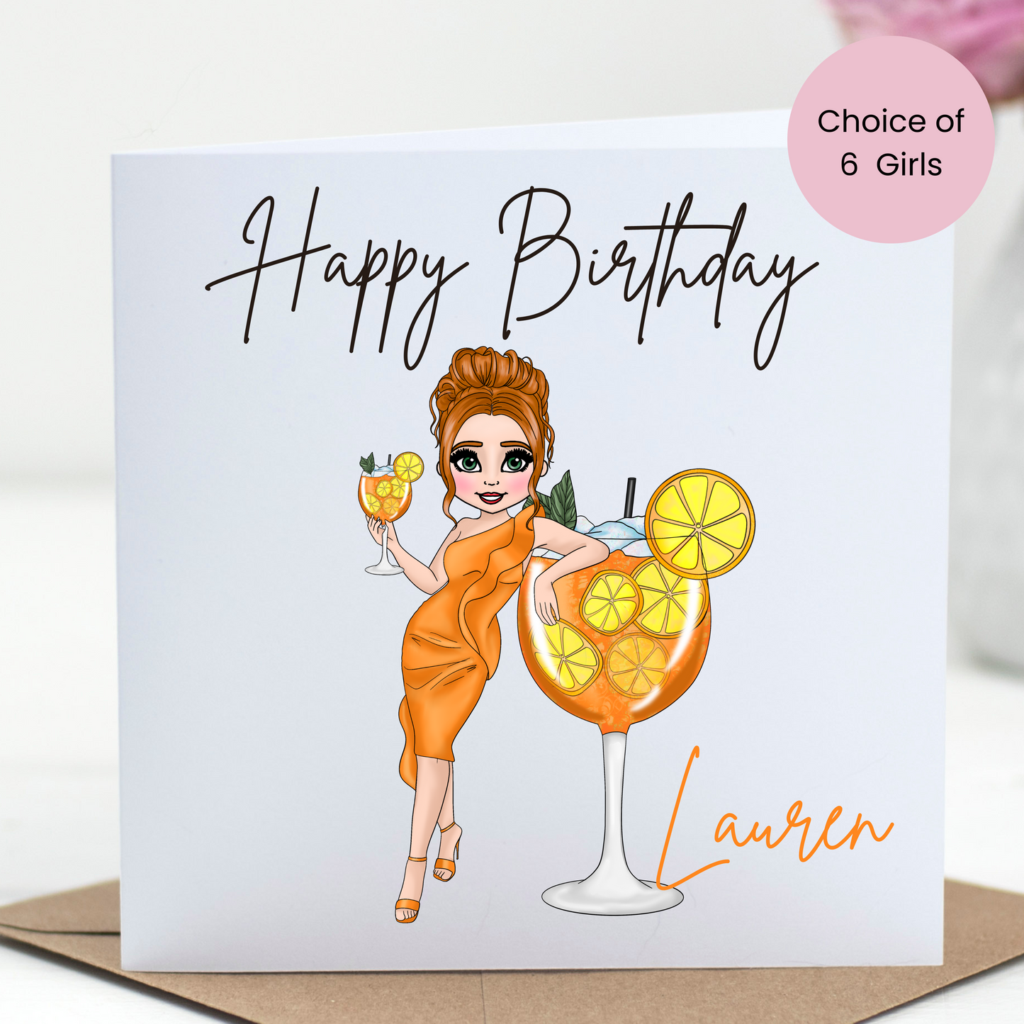 Aperol Inspired Personalised Birthday Card – Stylish Girl Birthday Card