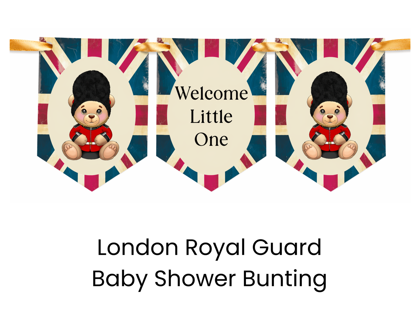 London Royal Guard Baby Shower Bunting – Teddy Bear British Banner