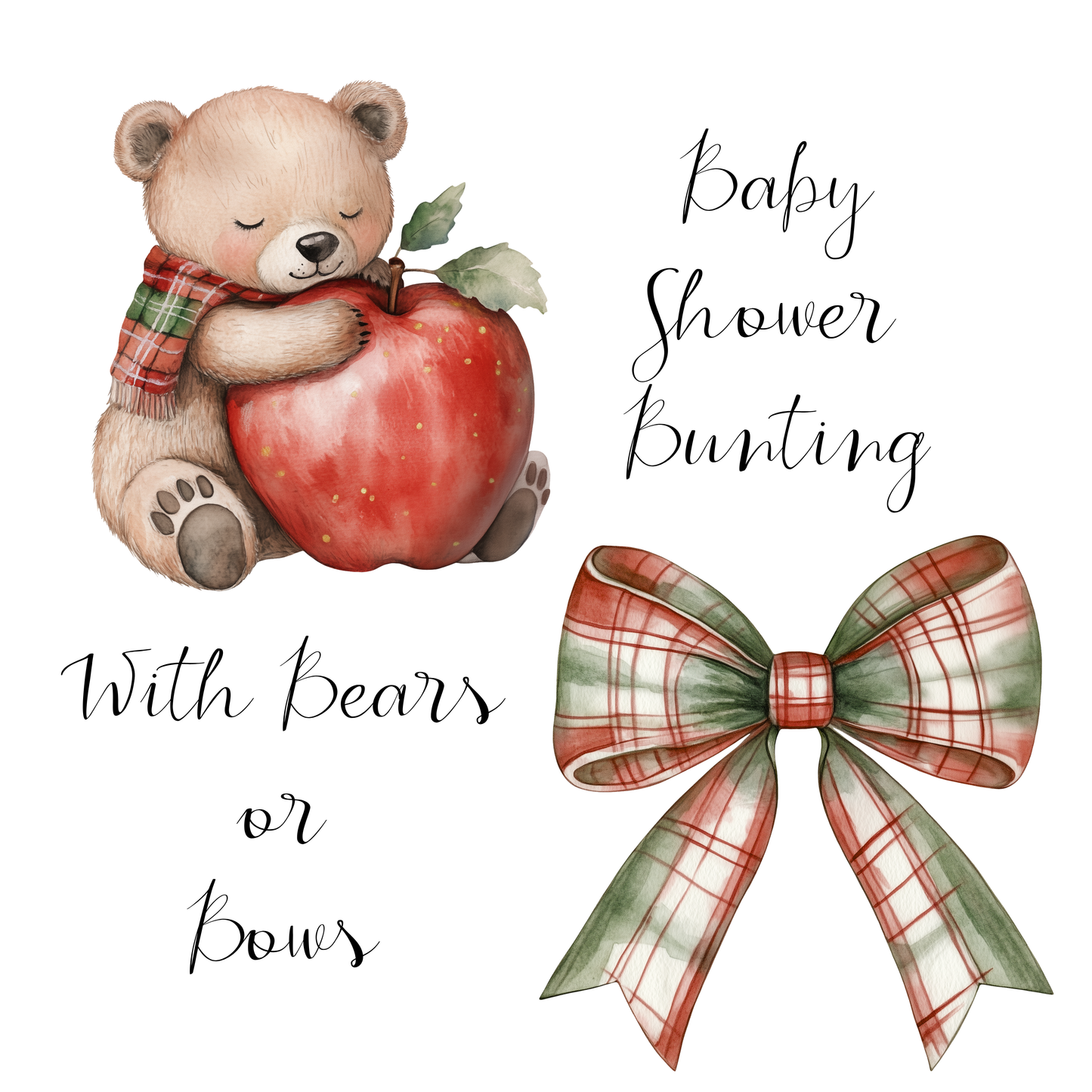 Apple of Our Eye Baby Shower Bunting – Baby Clothes & Accessories Garland Decoration