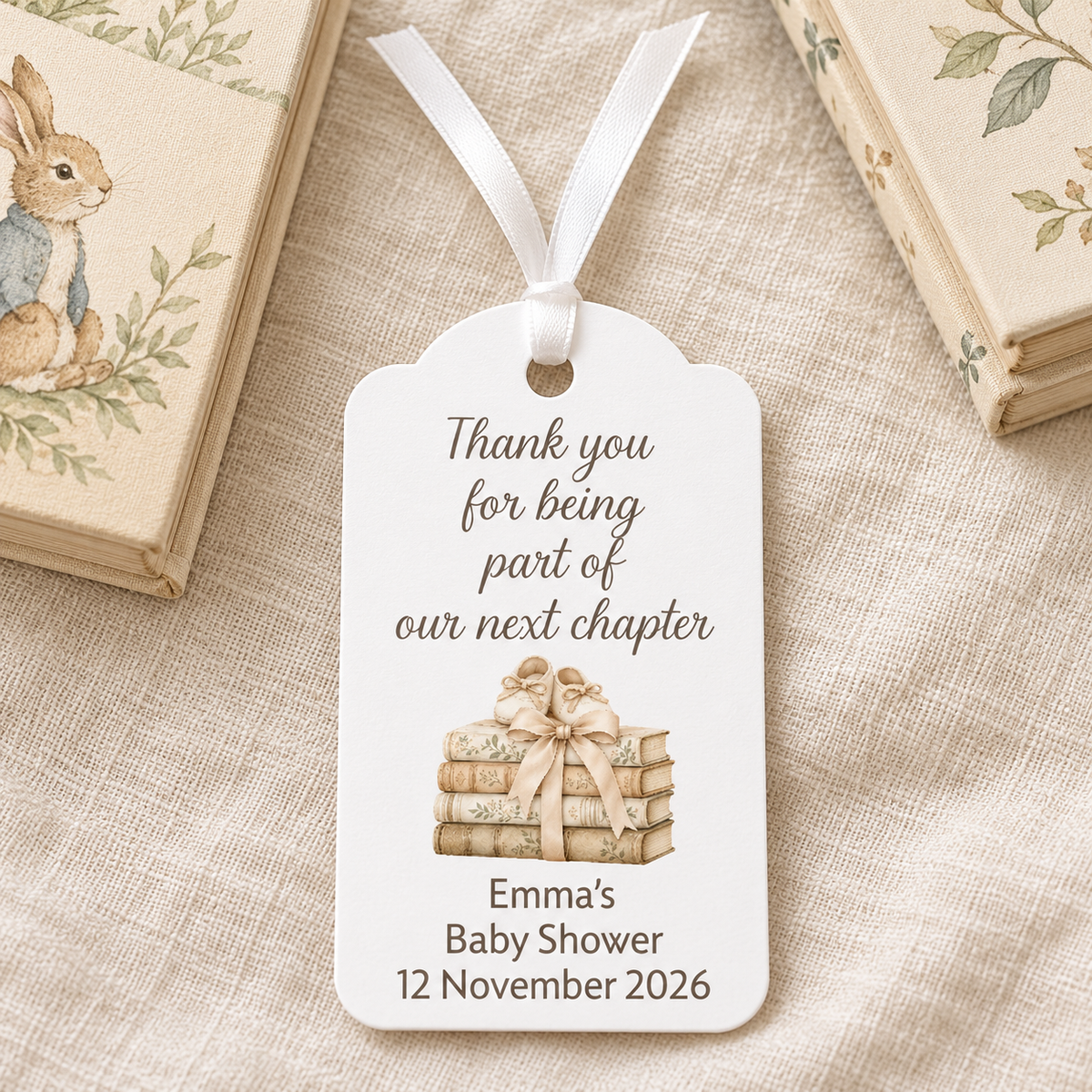 Personalised Book Themed Baby Shower Gift Tags – A New Chapter Set 10 tags