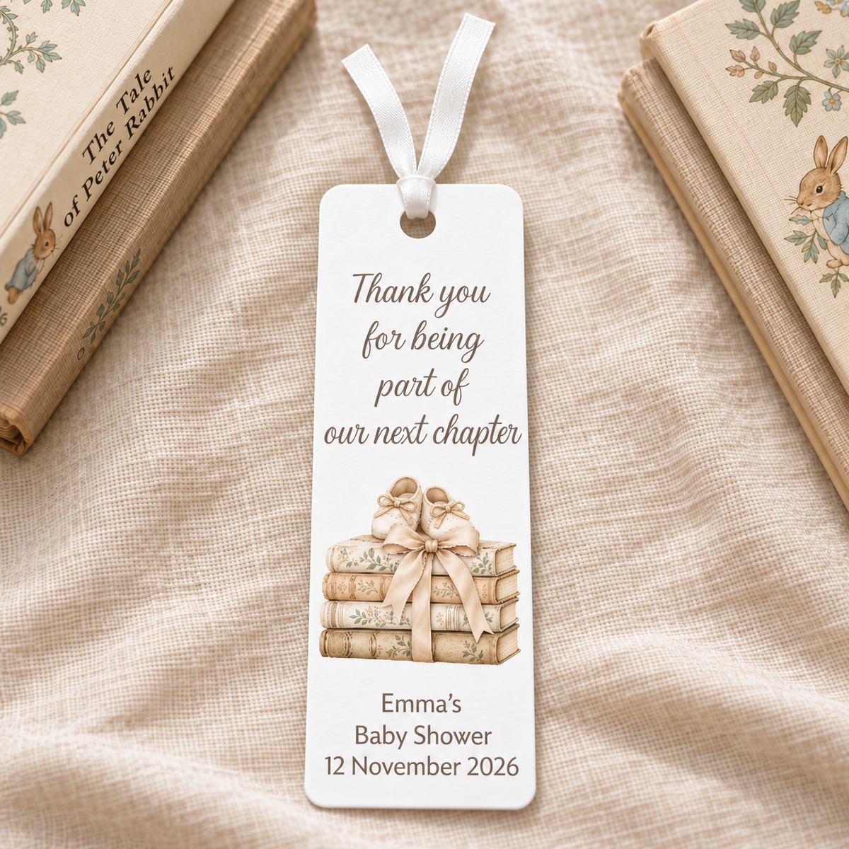 Personalised Book Themed Baby Shower Bookmarks – A New Chapter