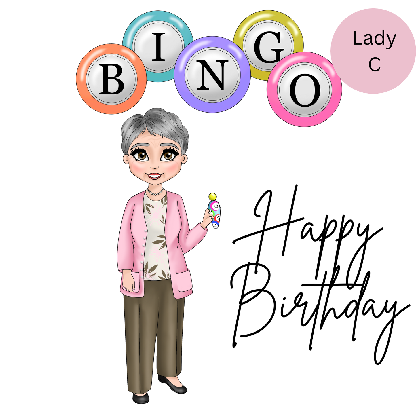 Personalised Bingo Lady Birthday Card – Choice of 5 Ladies Greeting Card