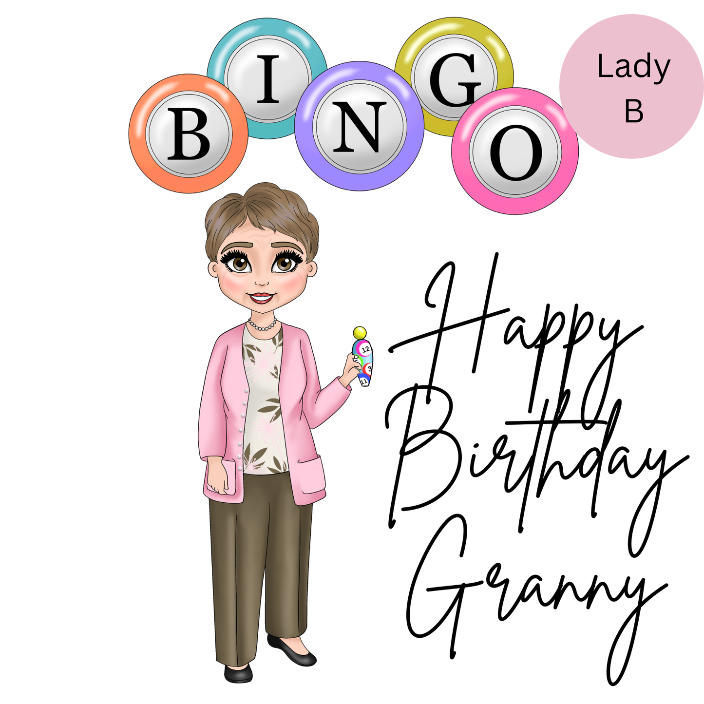 Personalised Bingo Lady Birthday Card – Choice of 5 Ladies Greeting Card