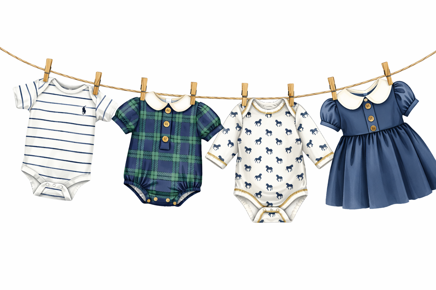 Posh Teddy Bear Baby Shower Bunting | Pony & Tartan Baby Clothes Garland (Boy or Girl)