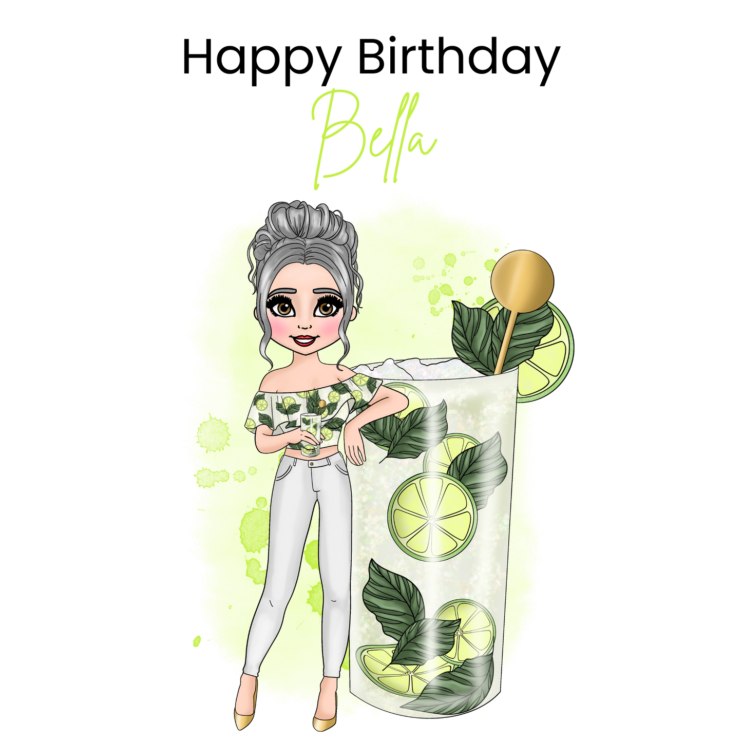 Personalised Mojito Birthday Card – Casual Cocktail Design