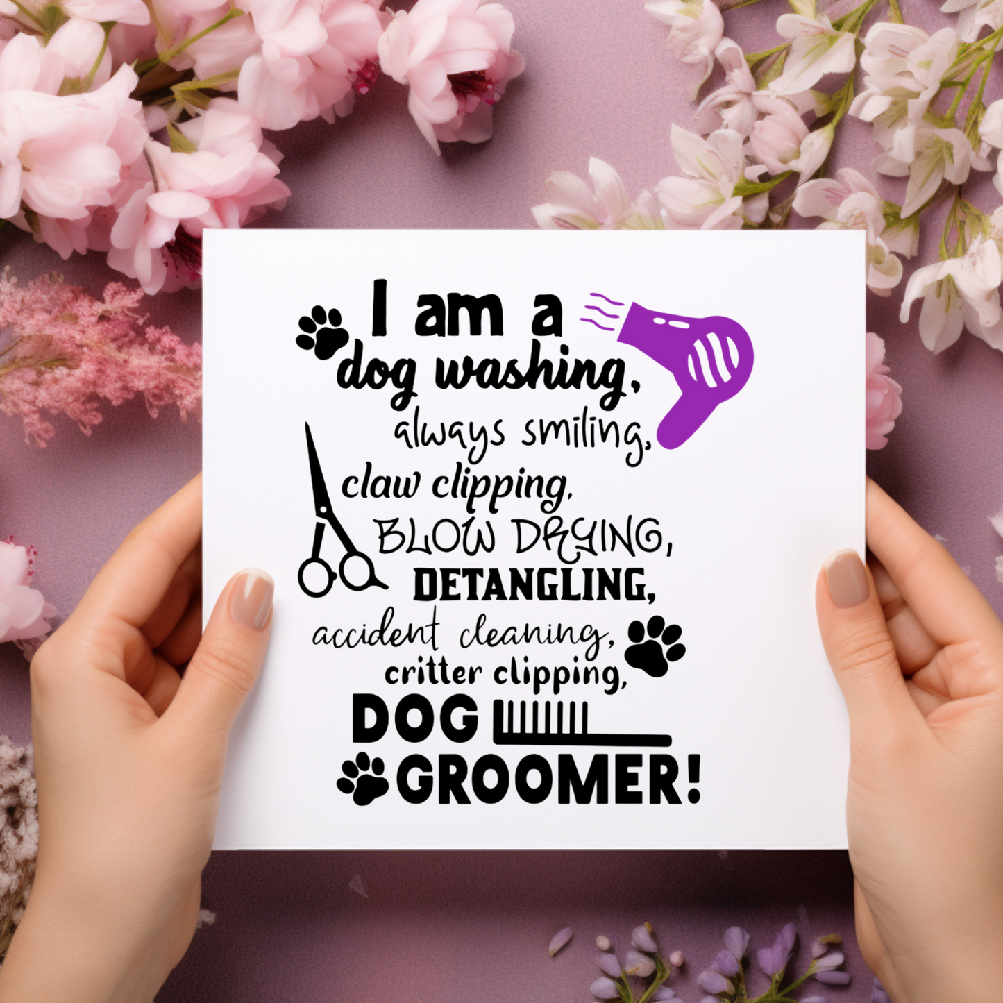 Dog Groomer Thank You or Birthday Card – Dog Grooming Themed Card