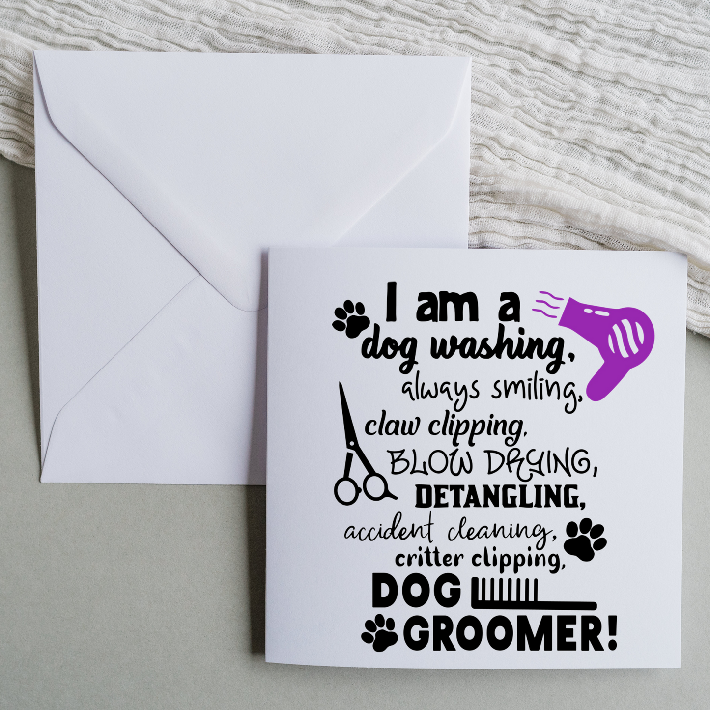 Dog Groomer Thank You or Birthday Card – Dog Grooming Themed Card