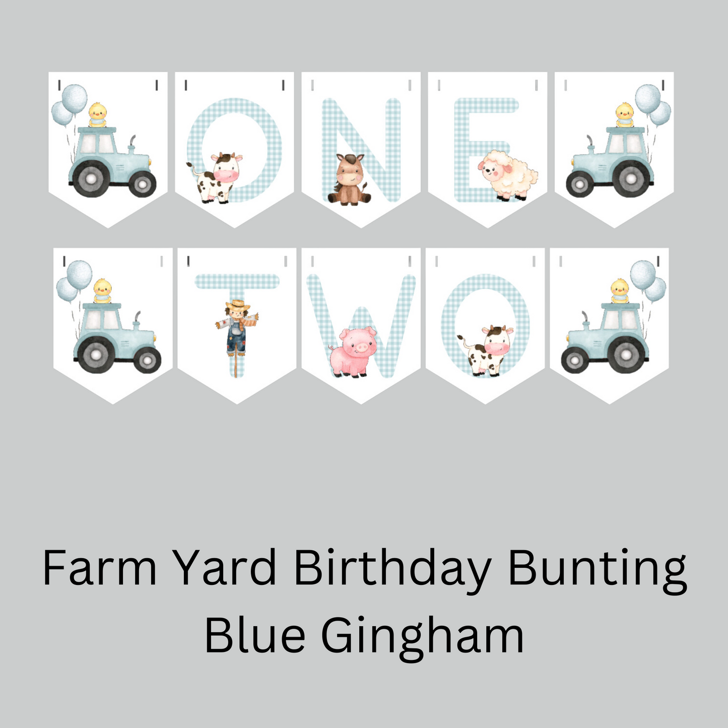 Farm Yard Animal Birthday Bunting – Blue, Pink, or Red