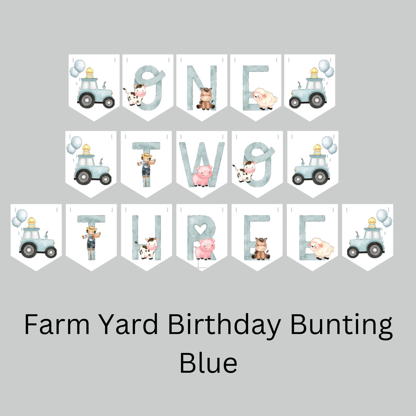 Farm Yard Animal Birthday Bunting – Blue, Pink, or Red